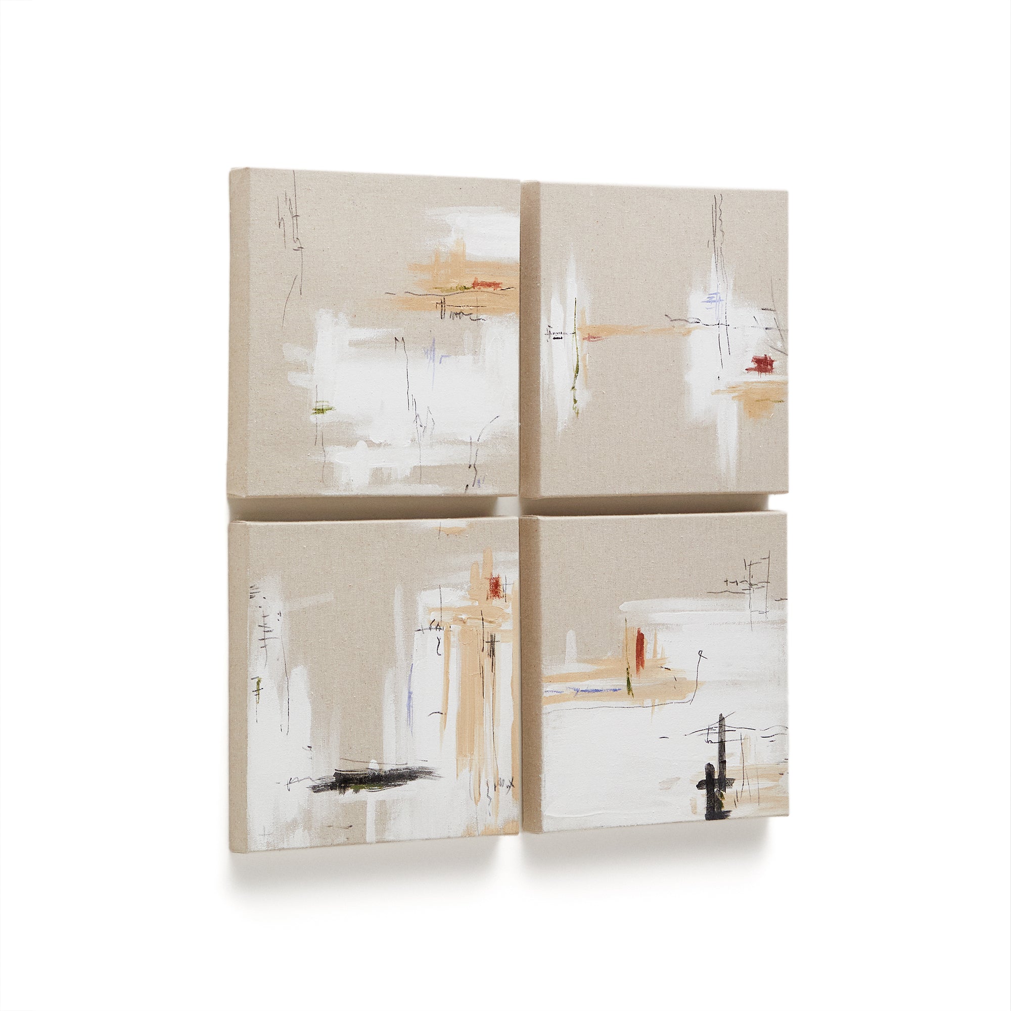 Selnir set of 4 white and beige canvas frames, 30 x 30 cm