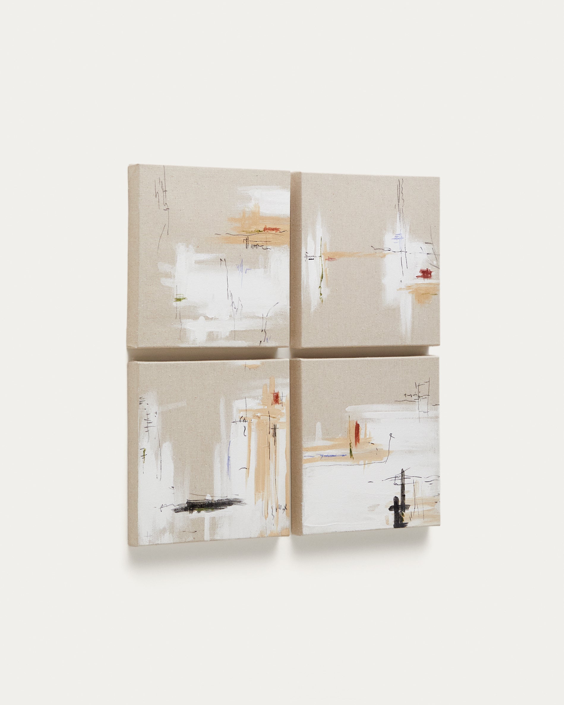 Selnir set of 4 white and beige canvas frames, 30 x 30 cm