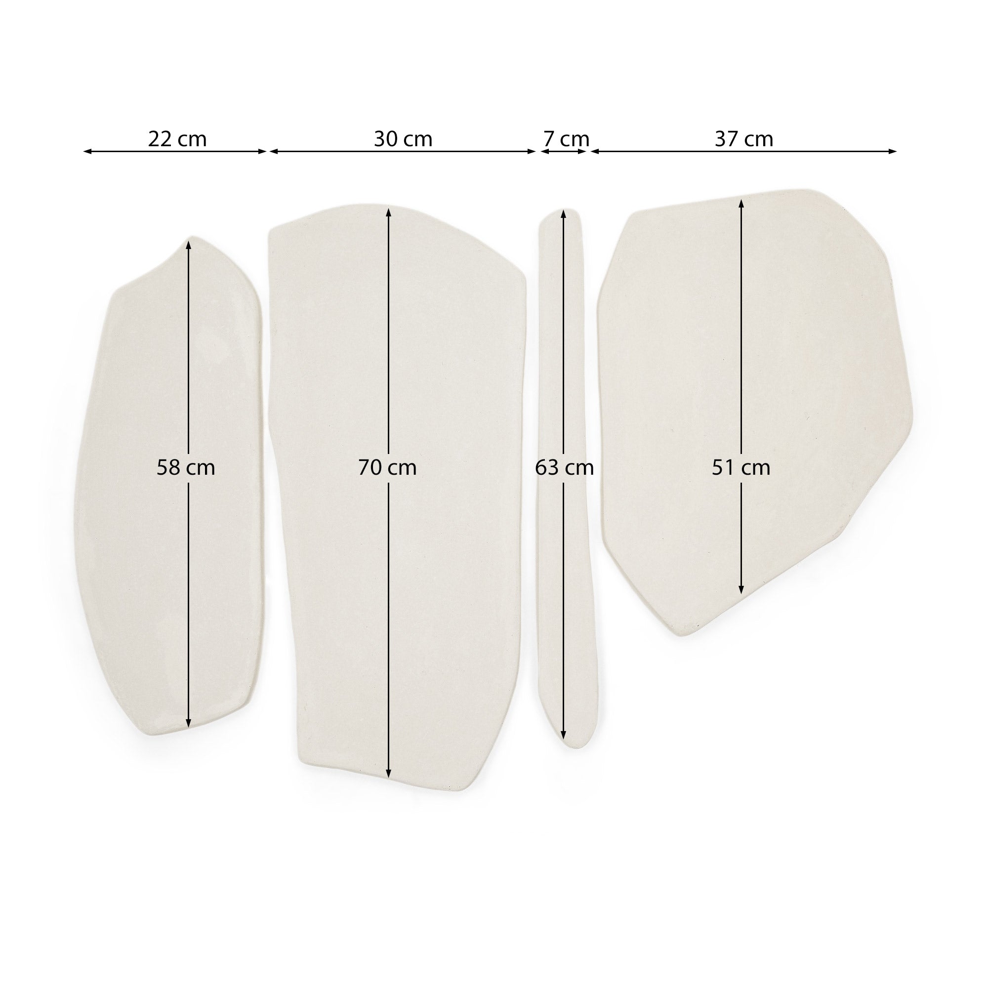 Siluna set of 4 wall panels in white papier-mâché - Measurements