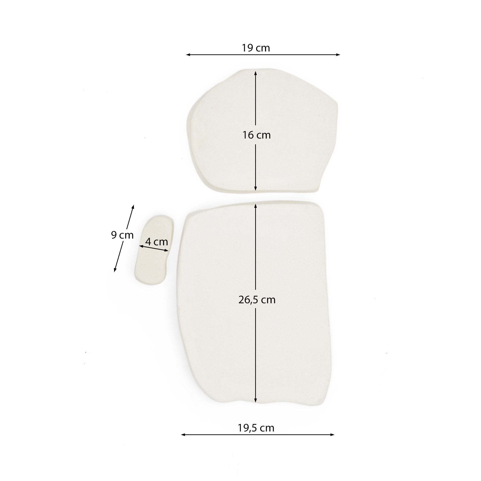 Set of 3 Siluna square wall panels in white papier-mâché - Measurements