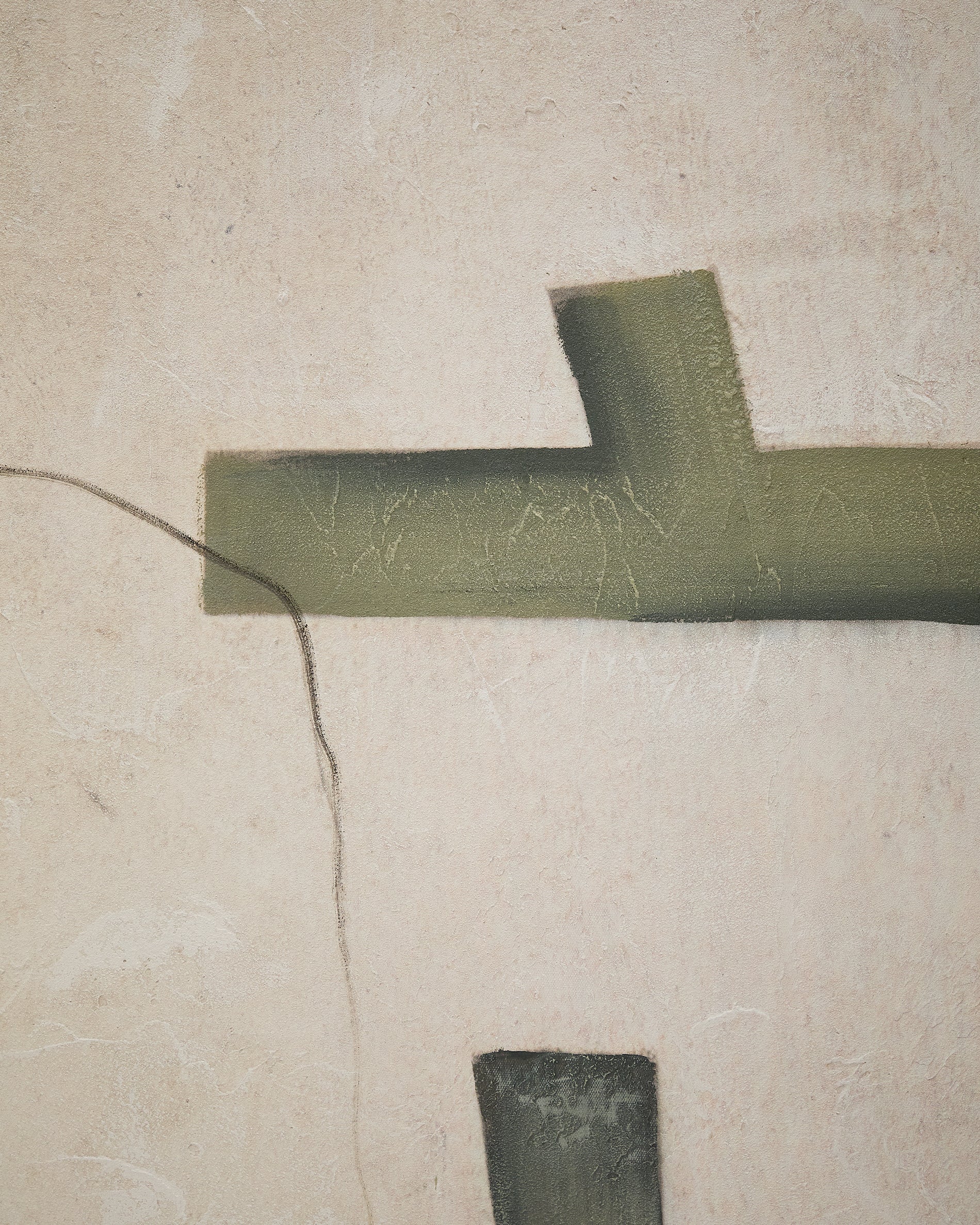 Fida, green abstract canvas, 180 x 140 cm - Detail