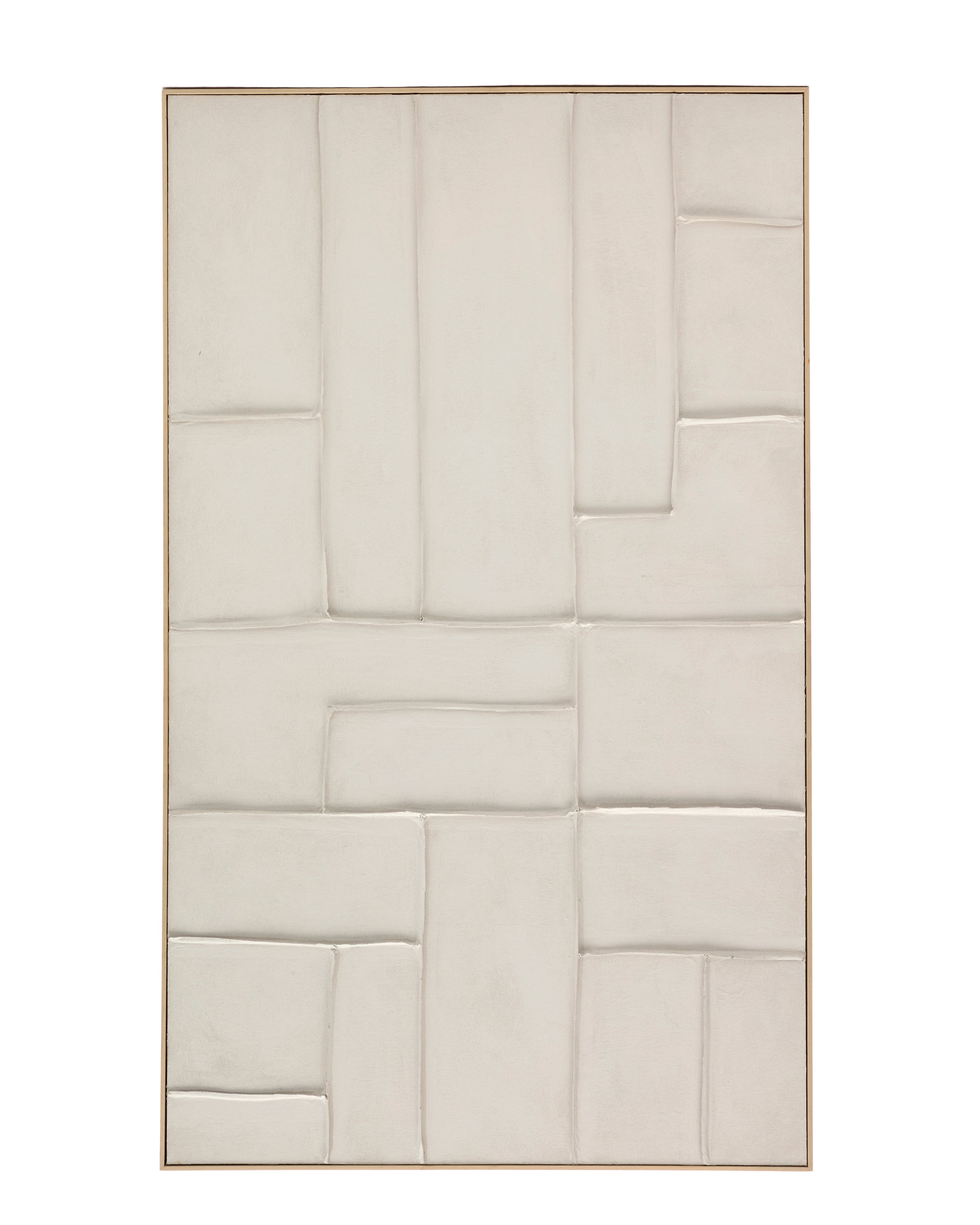 Klis white linen picture with geometric shapes, 120 x 200 cm - Product Image