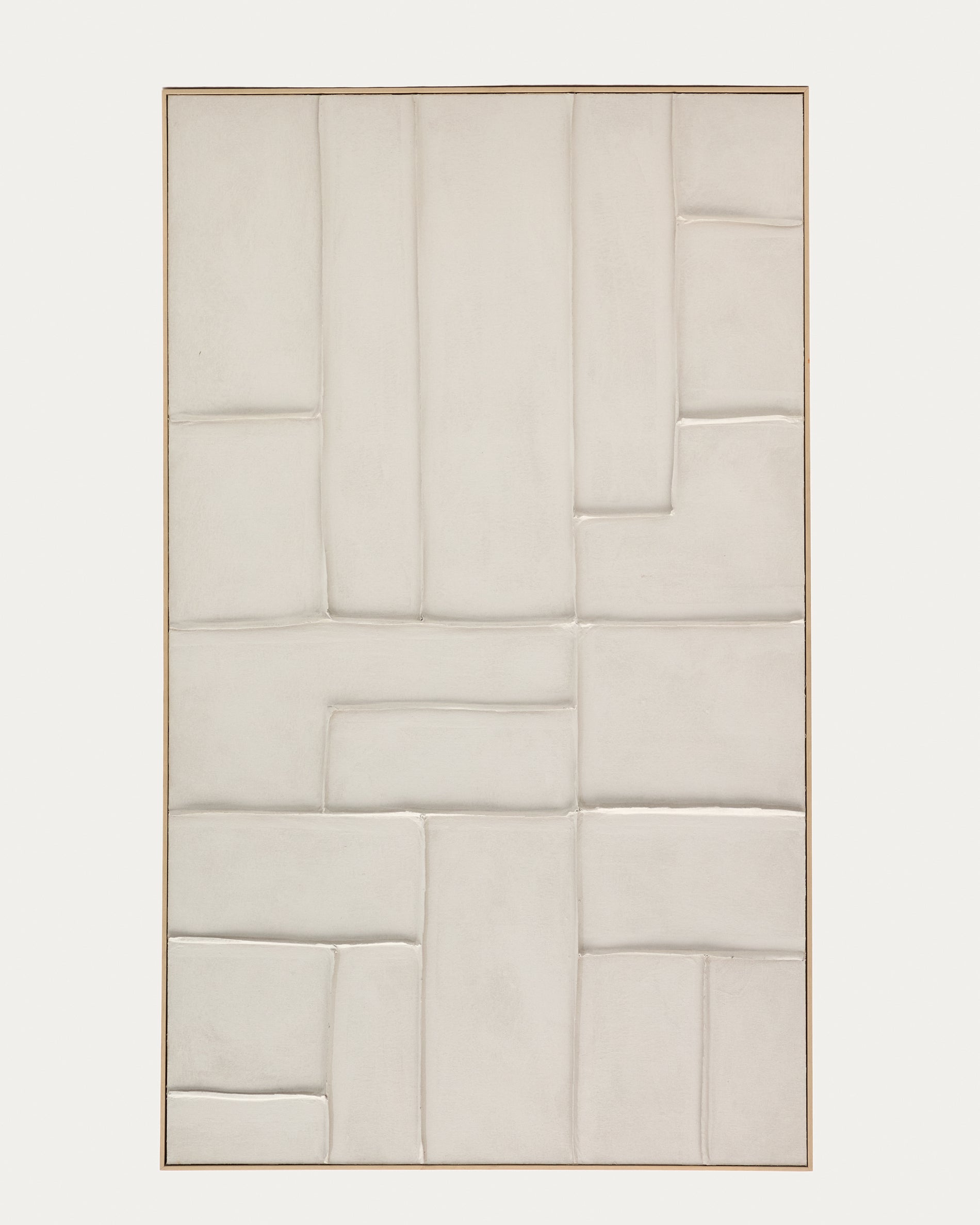 Klis white linen picture with geometric shapes, 120 x 200 cm - Product View
