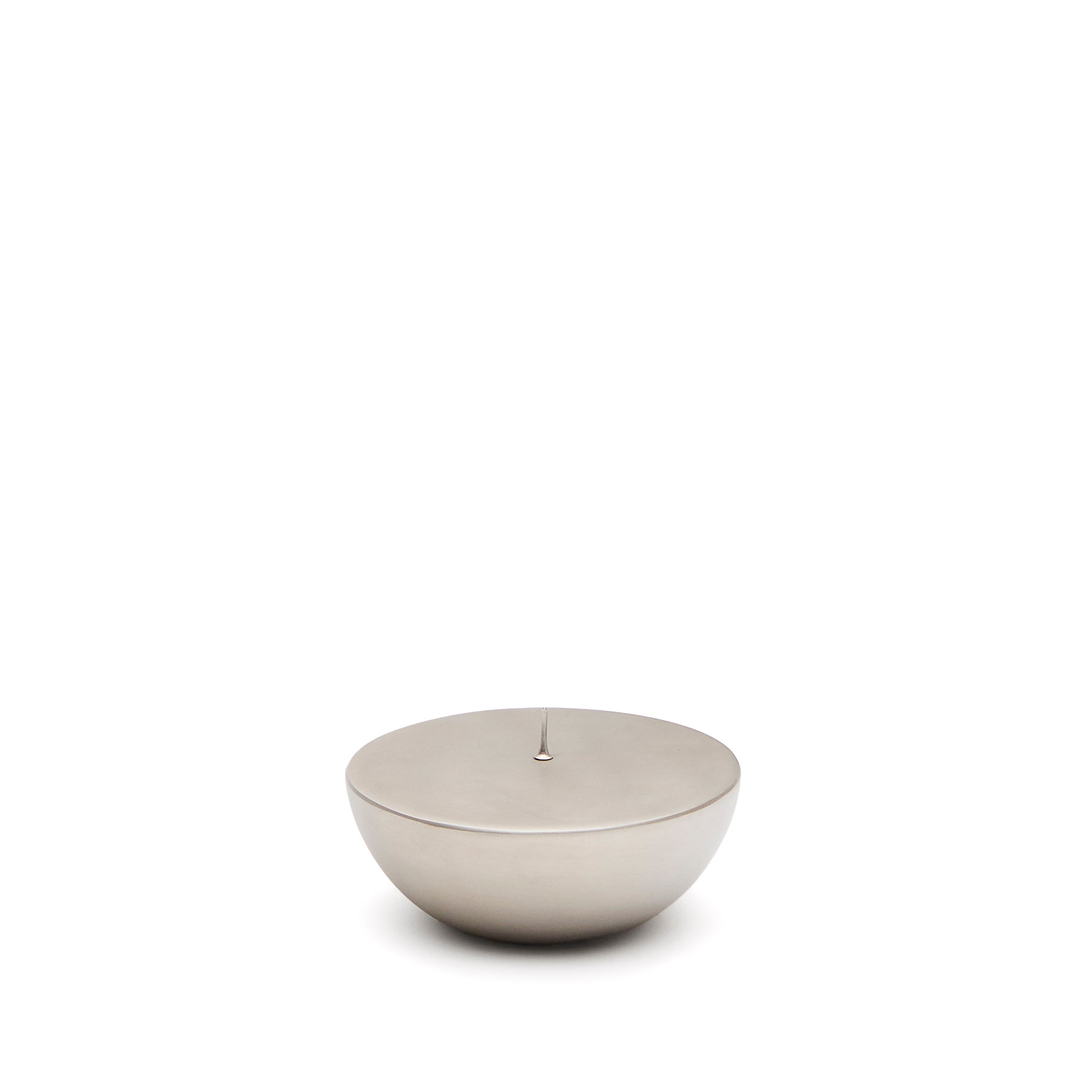 Quira small candle holder in silver-plated stainless steel - Product Image