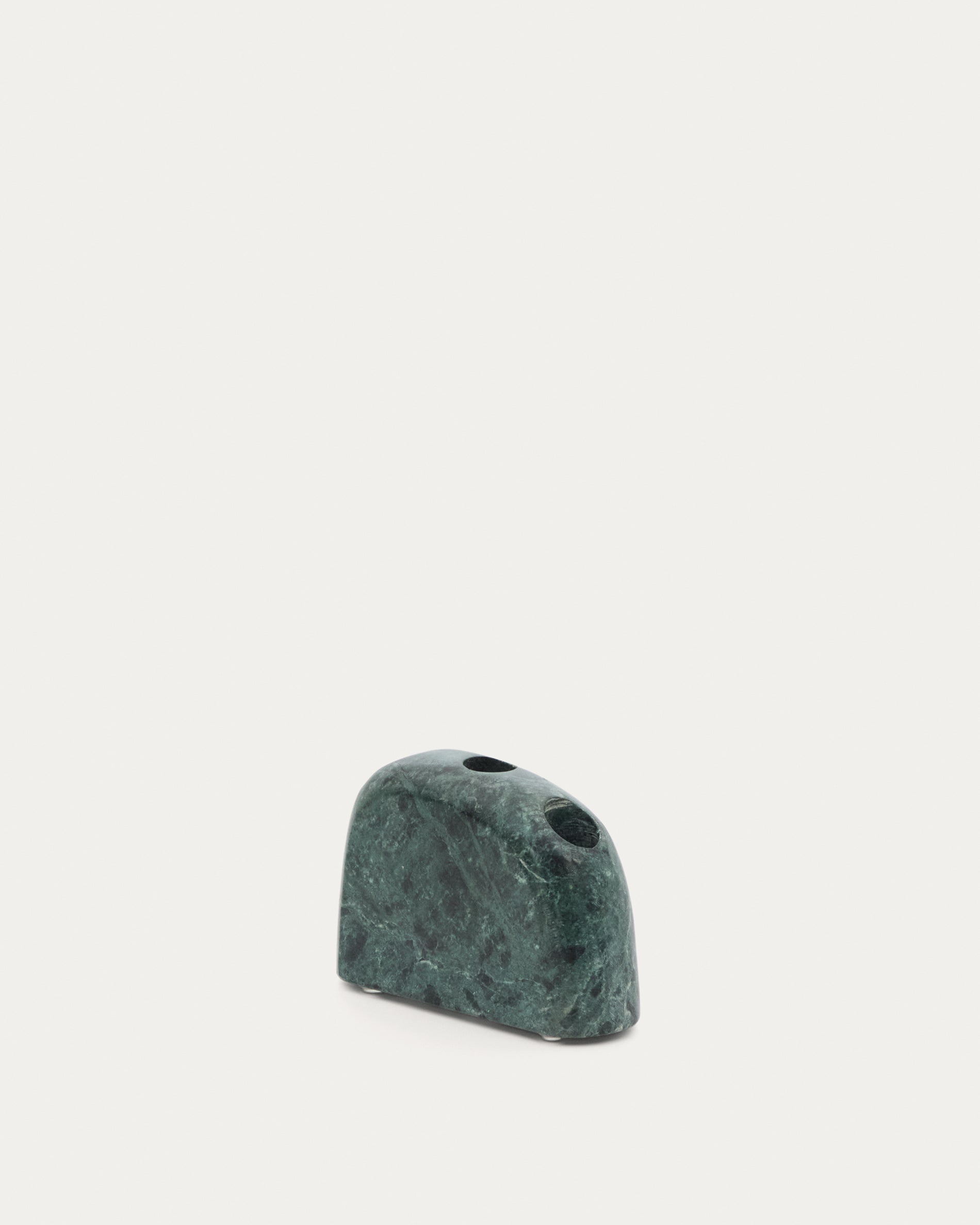 Signe medium-sized, green marble candlestick, 10 cm - Product View