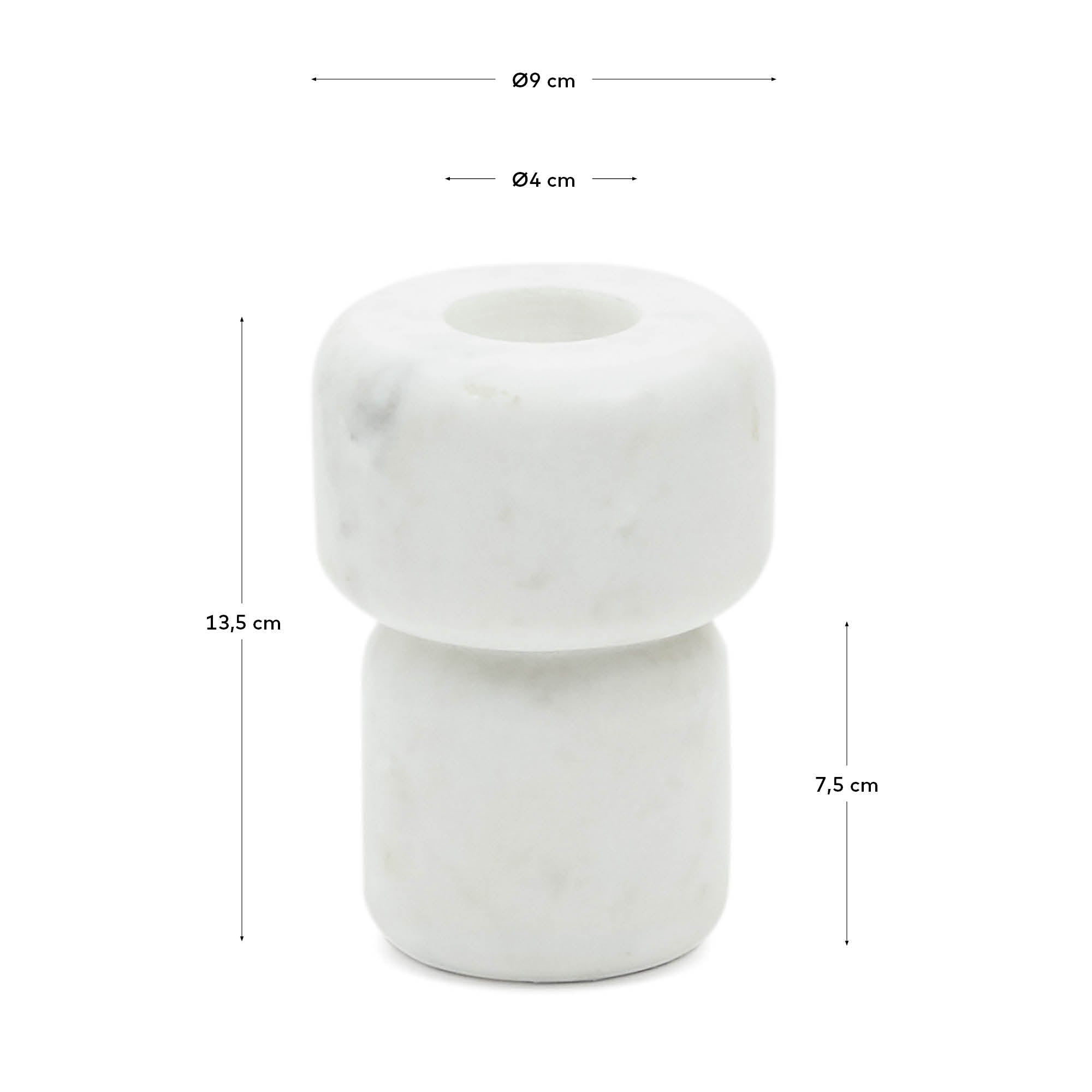 Signe small, white marble candlestick, 12 cm - Measurements