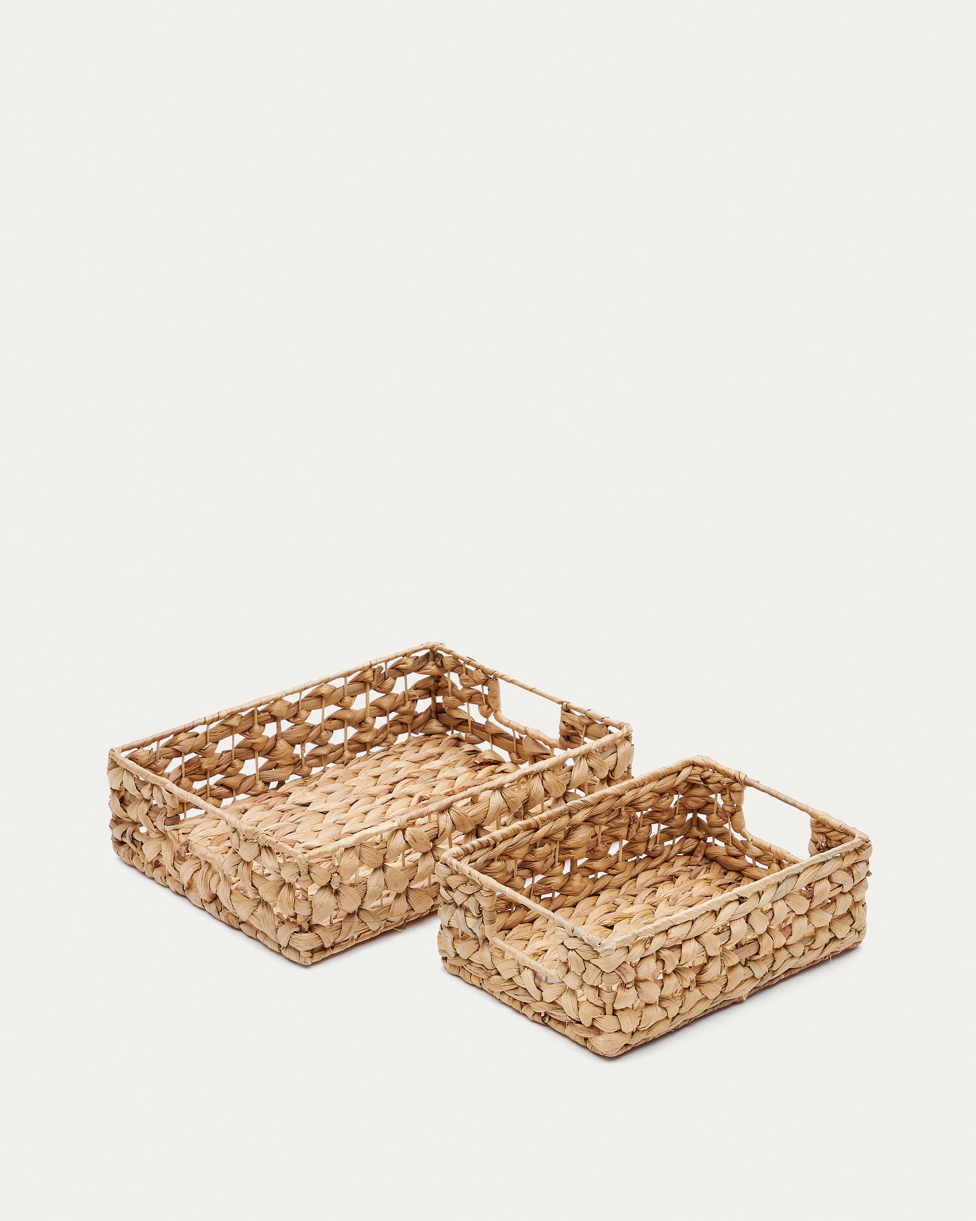Set of 2 boxes made with natural fibres 27 x 20 cm / 36 x 27 cm - Product View