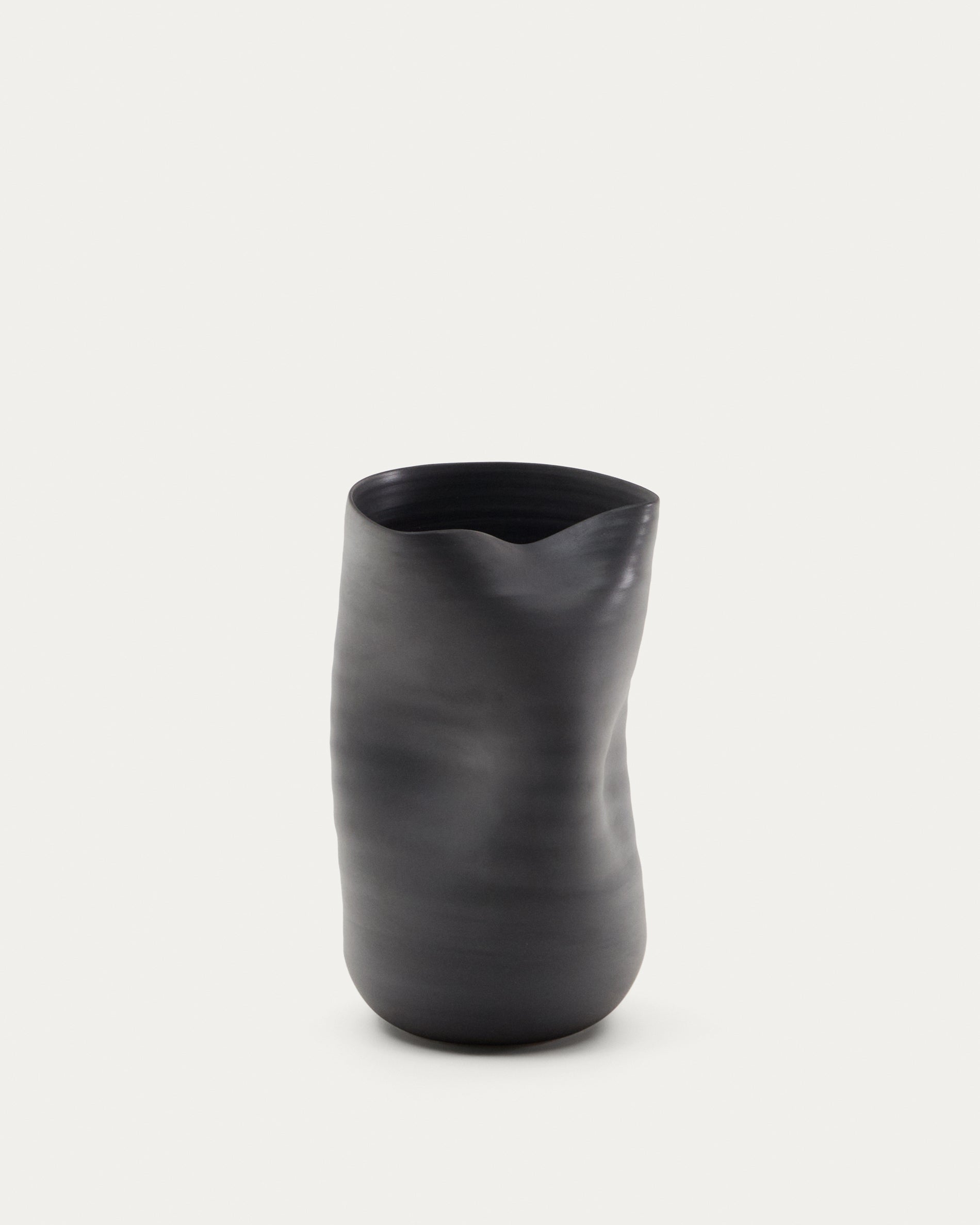 Sibel fekete kerámia váza, 18 cm