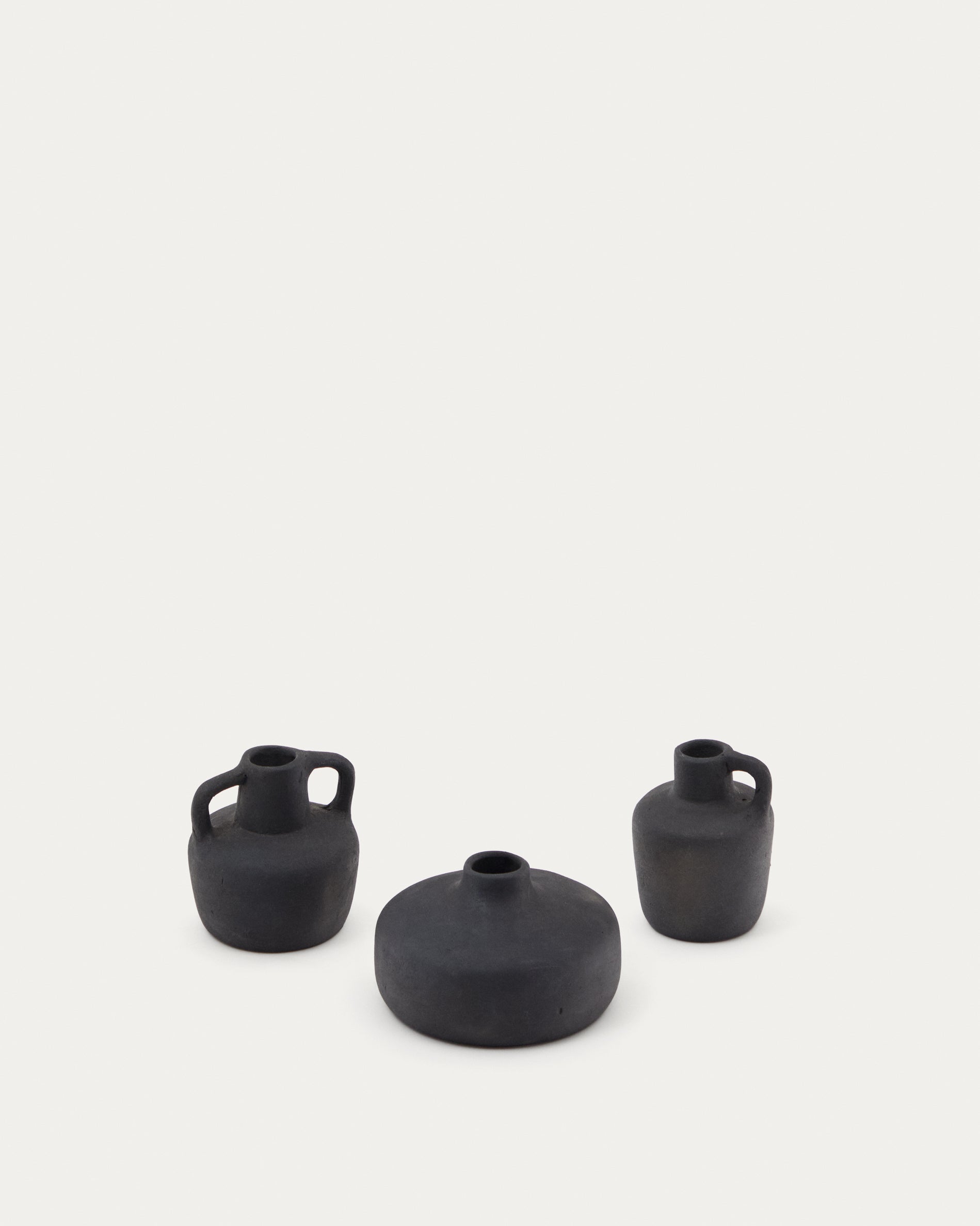 Sofra three-piece terracotta vase set with black coating, 6 cm / 7 cm / 10 cm