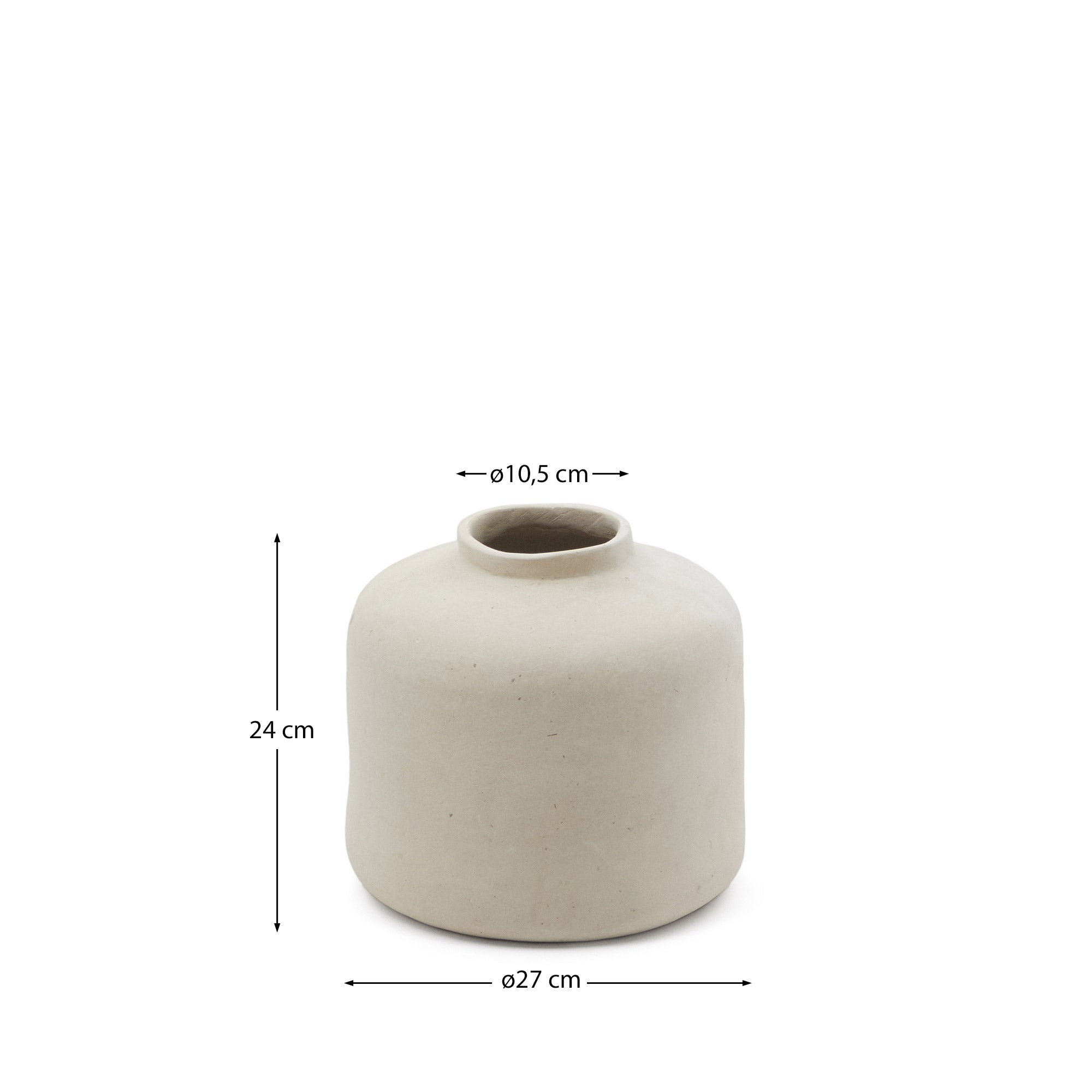 Serina papier mâché vase in white 27 cm - Measurements