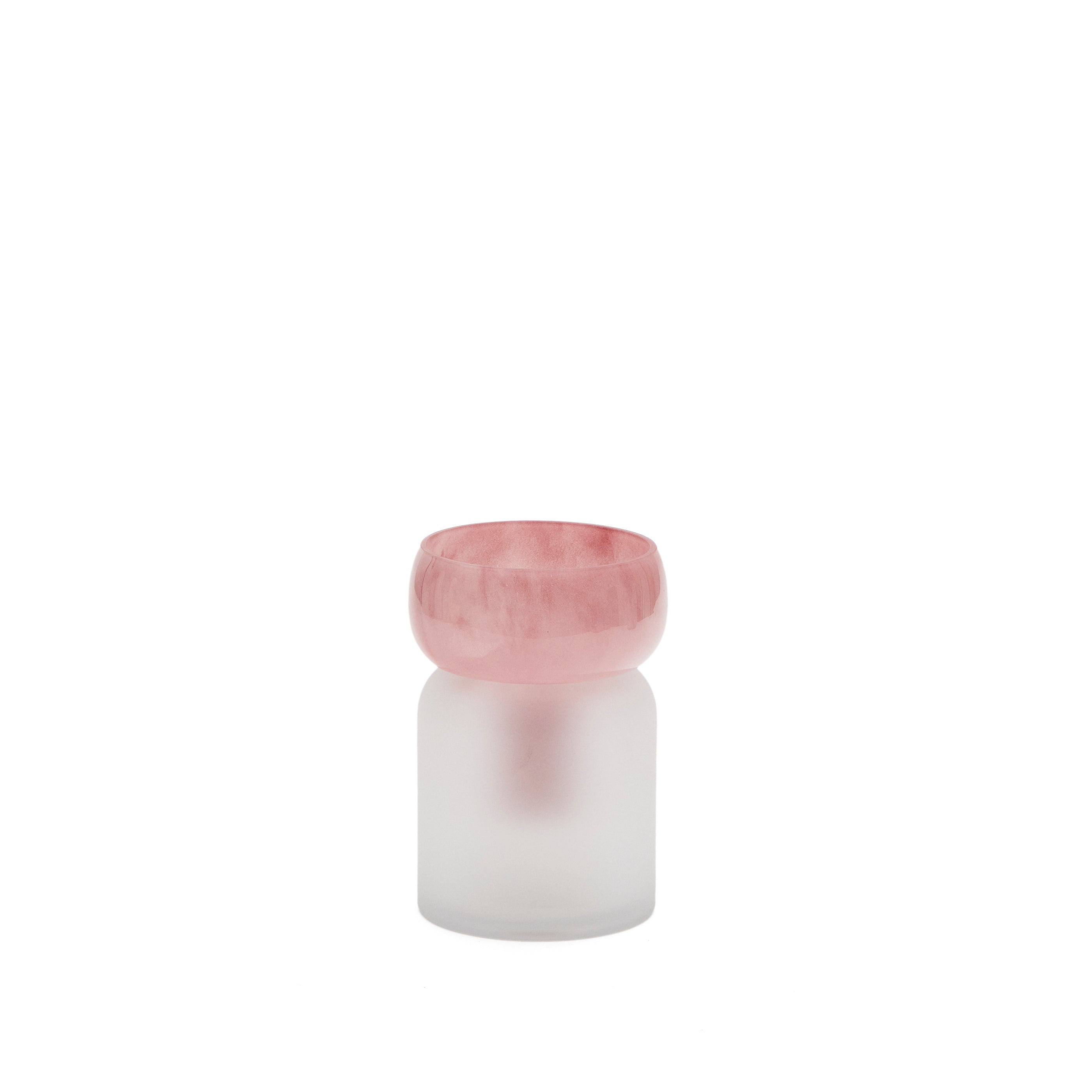 Kelse transparent and pink glass vase, 19 cm - Product Image