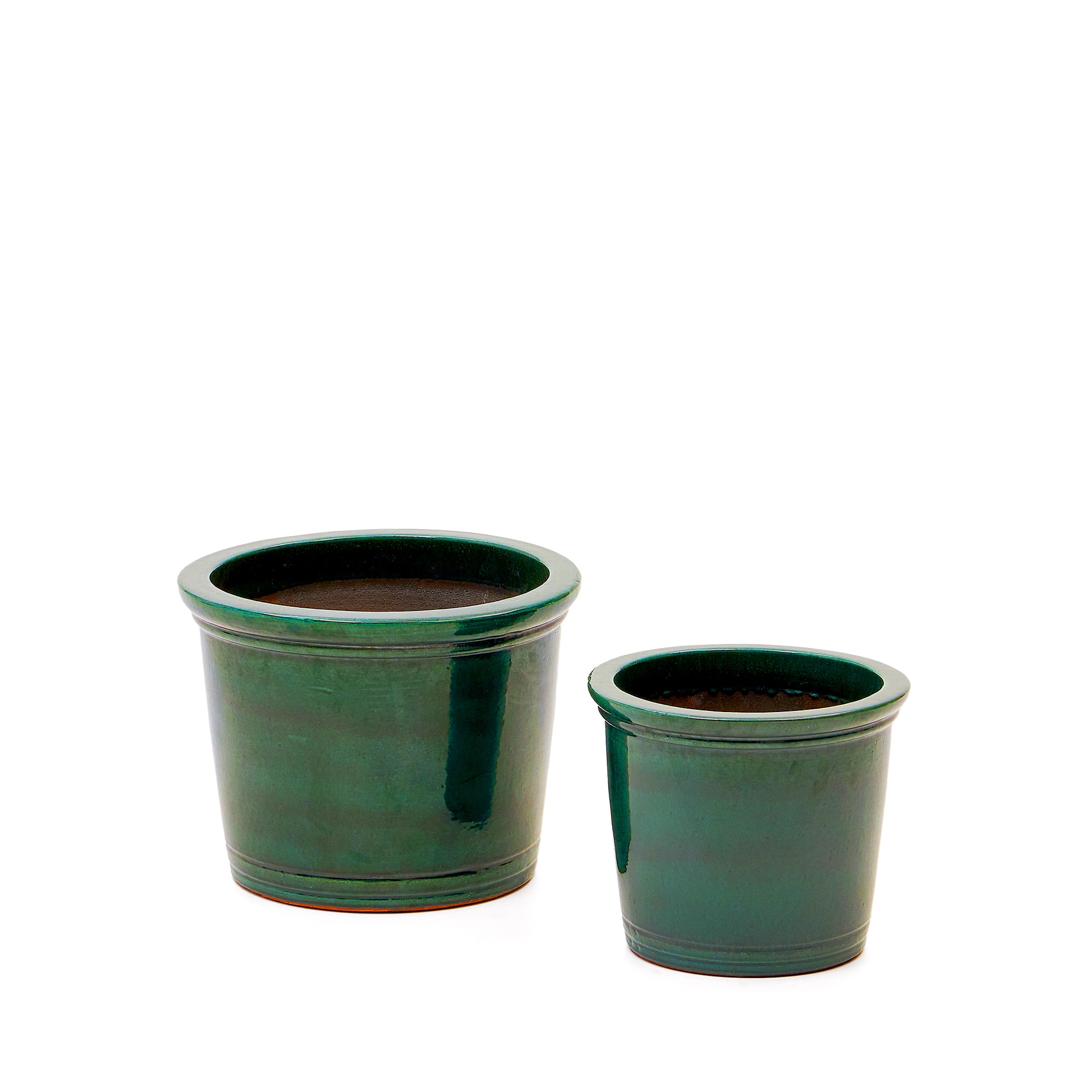 Presili set of 2 ceramic planters with glazed green finish Ø 37 / 47 cm - Product Image
