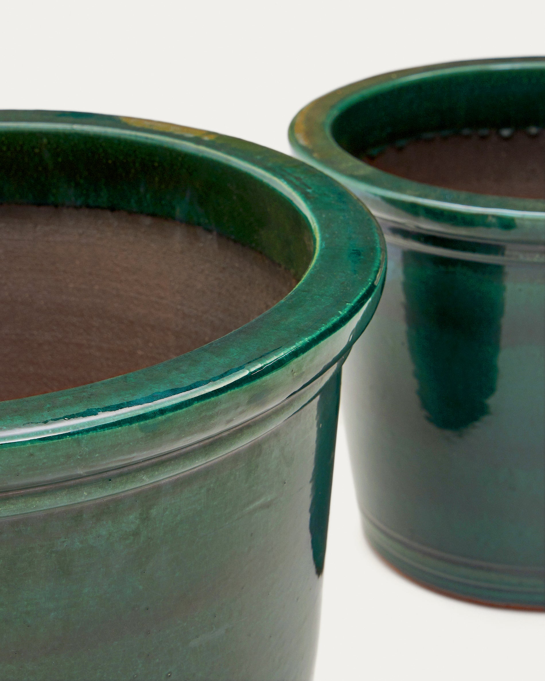 Presili set of 2 ceramic planters with glazed green finish Ø 37 / 47 cm - Detail