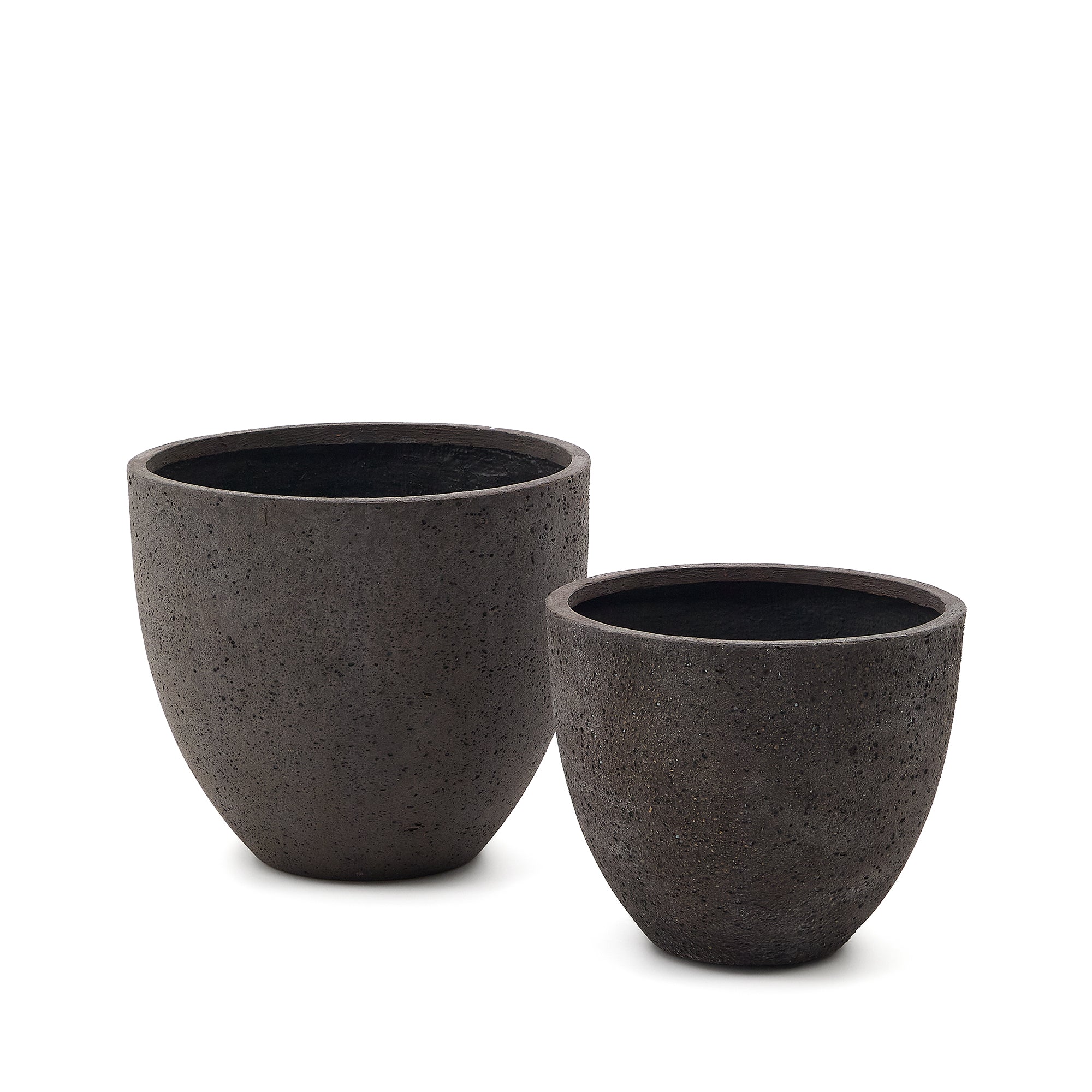 Serili set of 2 dark gray cement and fiberglass flower pots Ø 42 cm / Ø 50 cm