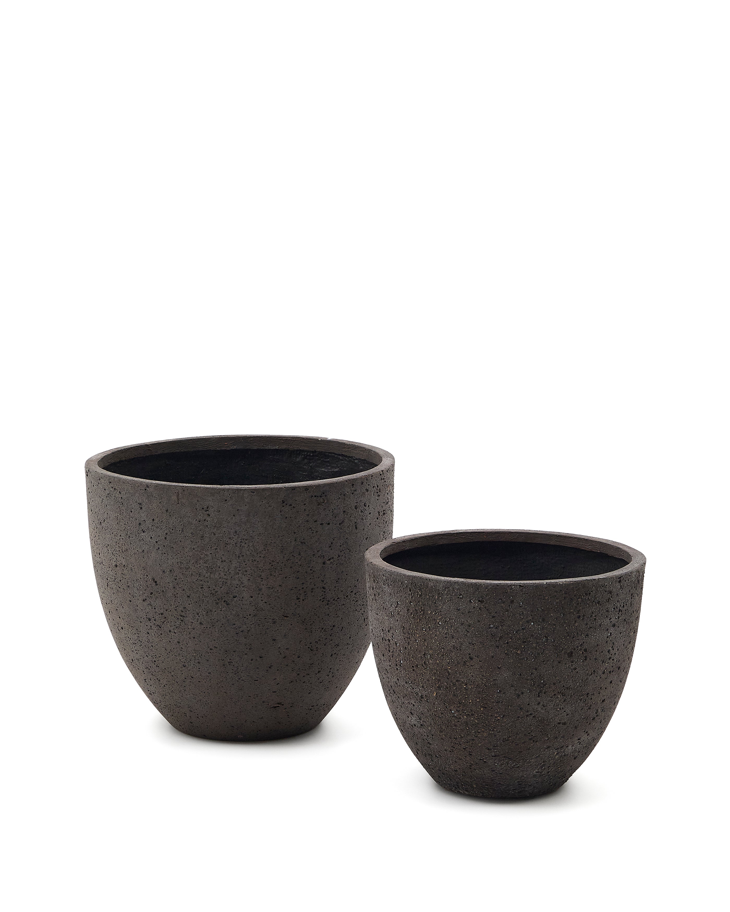 Serili set of 2 dark grey cement and fiberglass plant pots Ø 42 cm / Ø 50 cm - Product Image