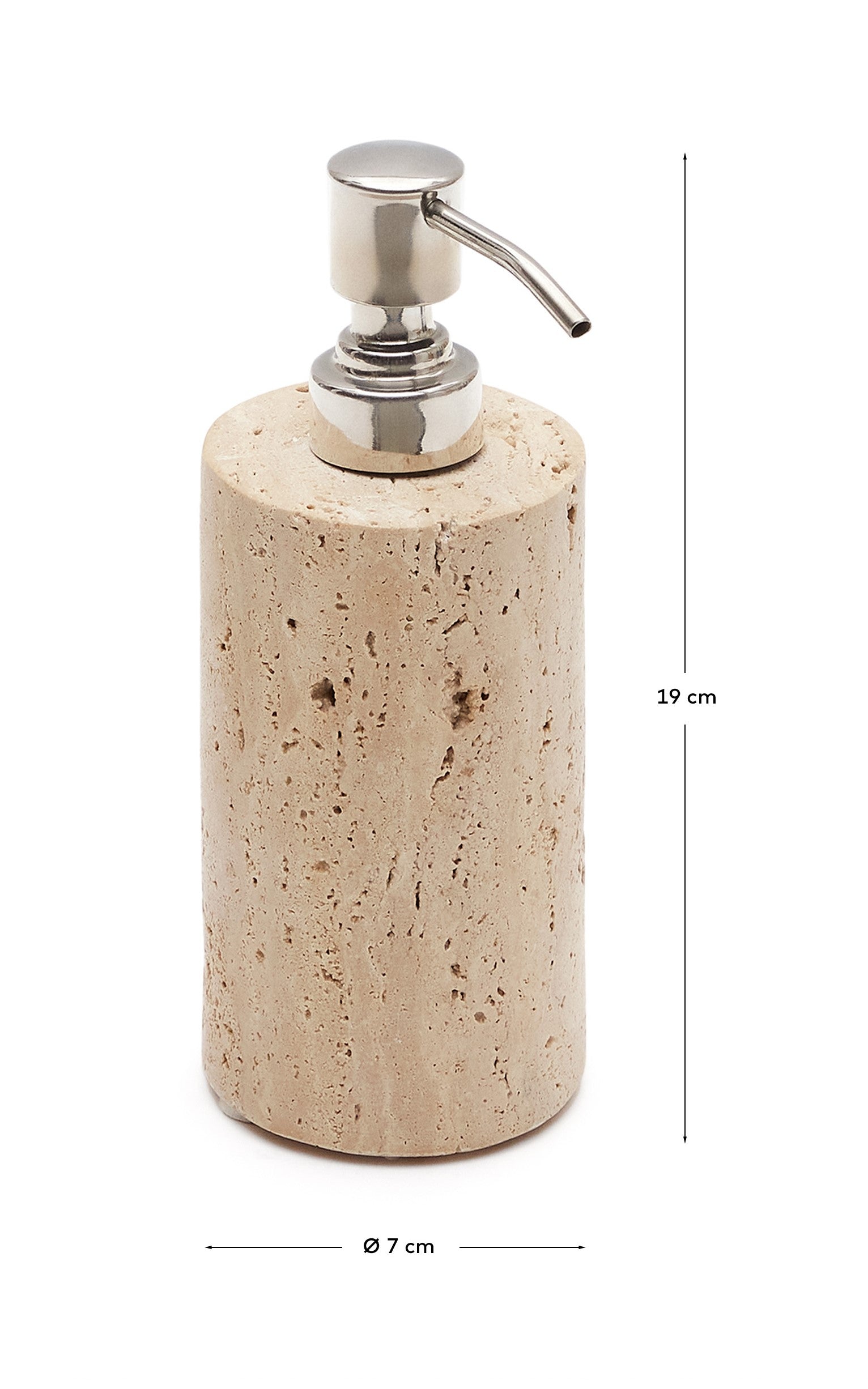 Macre beige travertine soap dispenser - Measurements