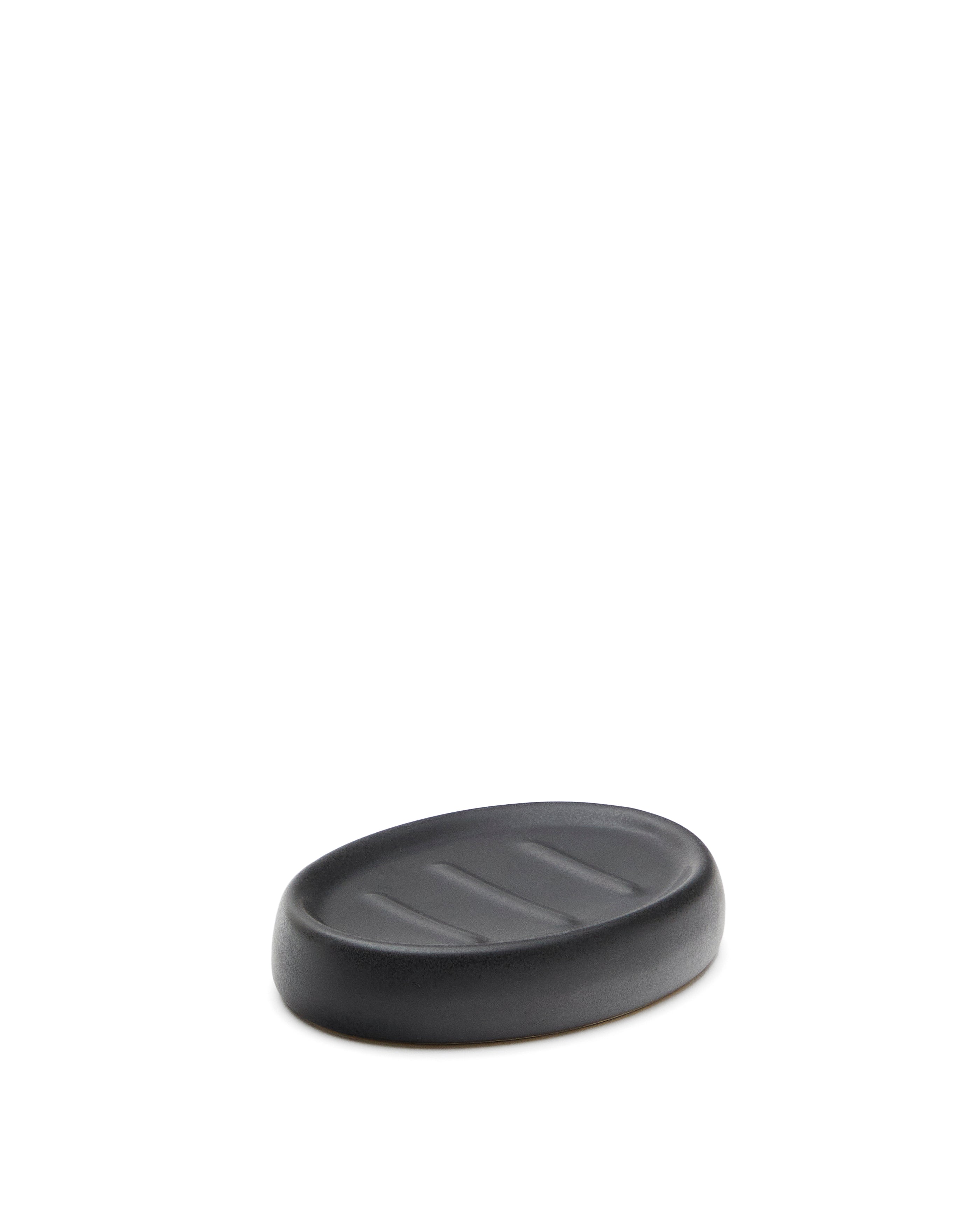 Silma Soap Dish made of Brown and Grey Stoneware - Product Image
