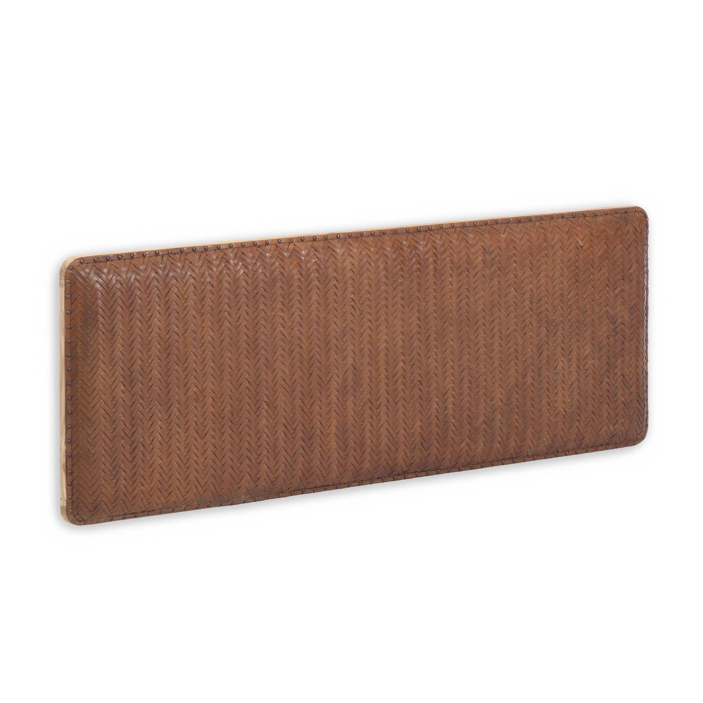 Natesa solid teak wood and leather headboard, for 160 cm beds - Product Image