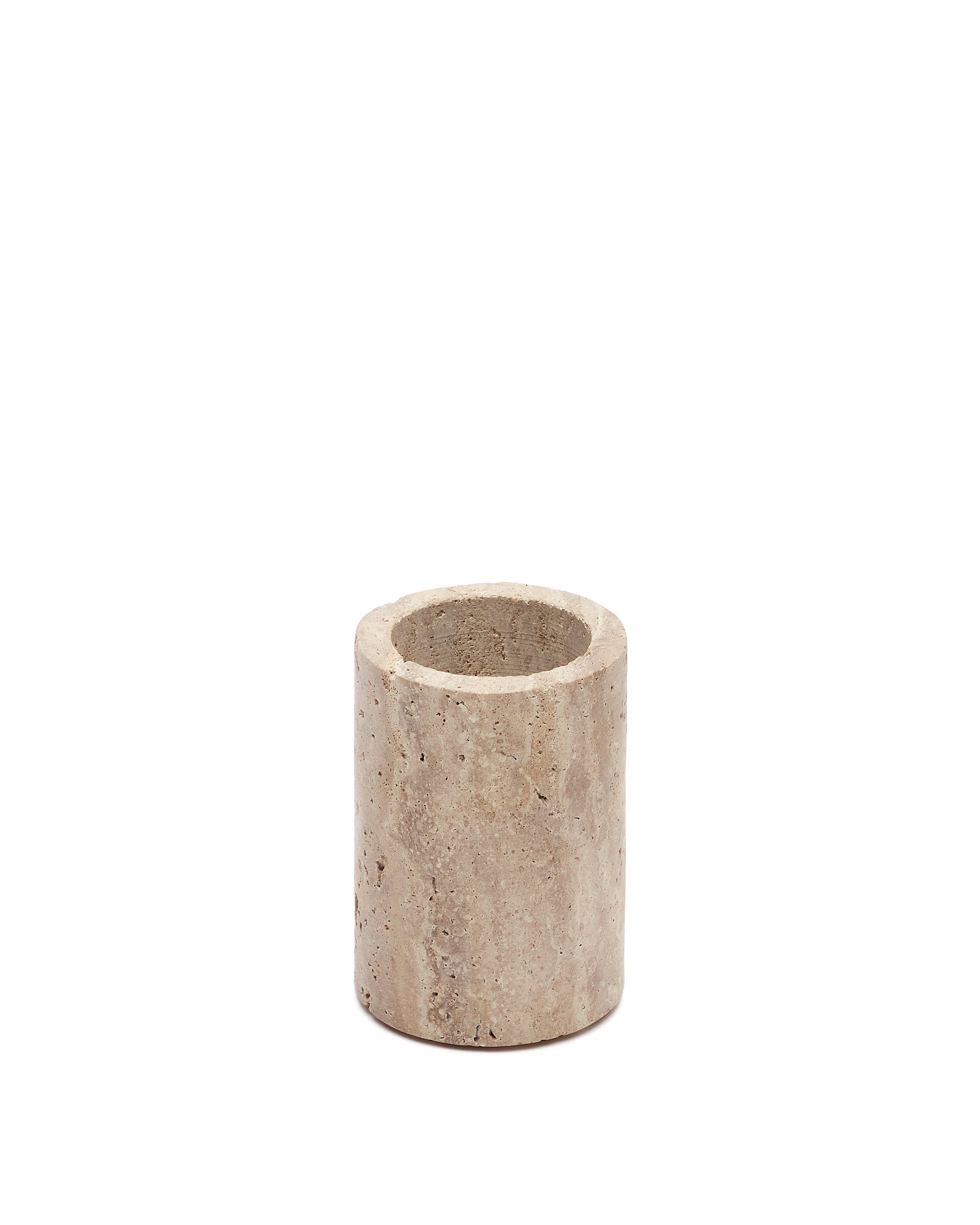 Macre beige travertine toothbrush holder - Product Image