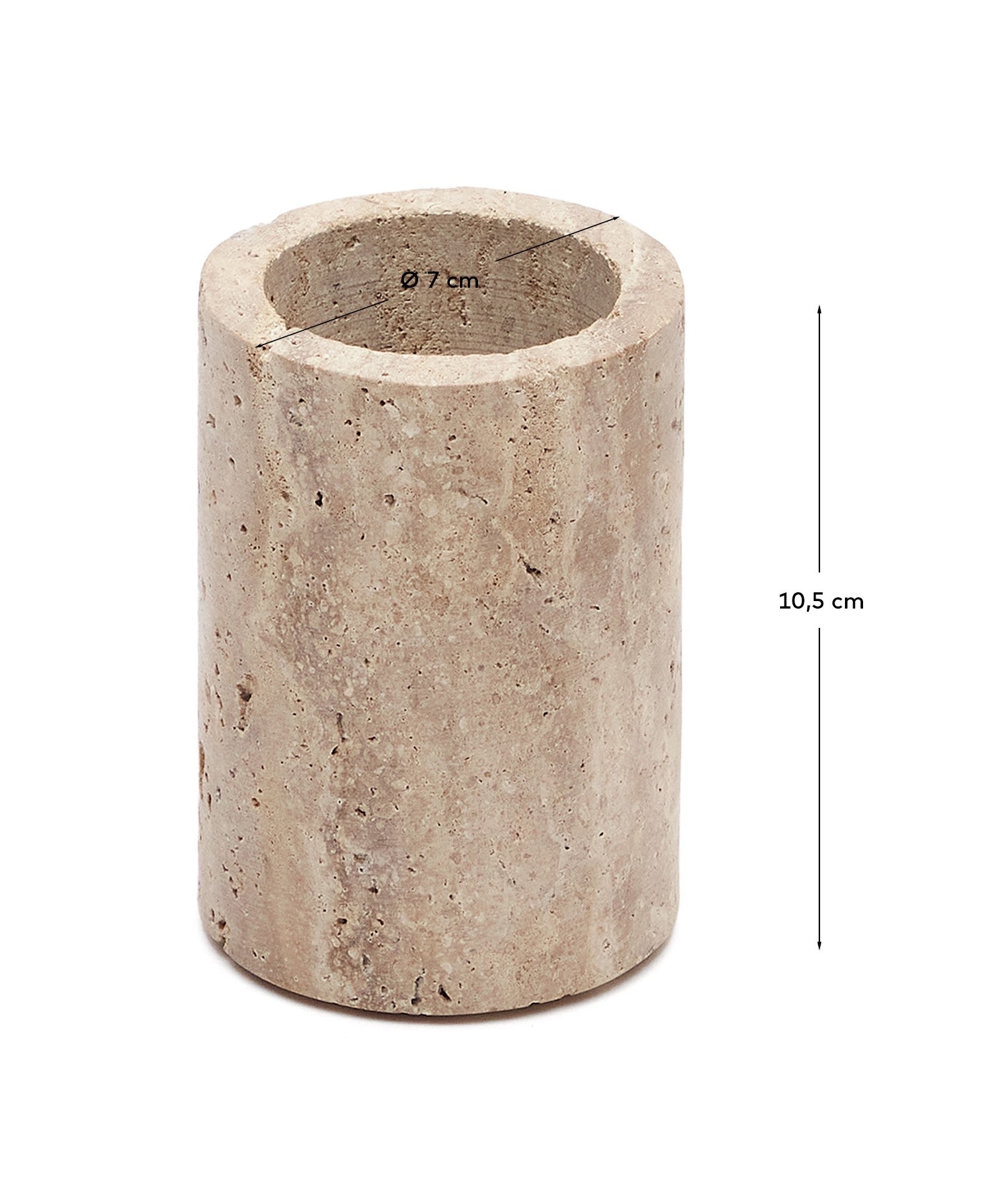 Macre beige travertine toothbrush holder - Measurements