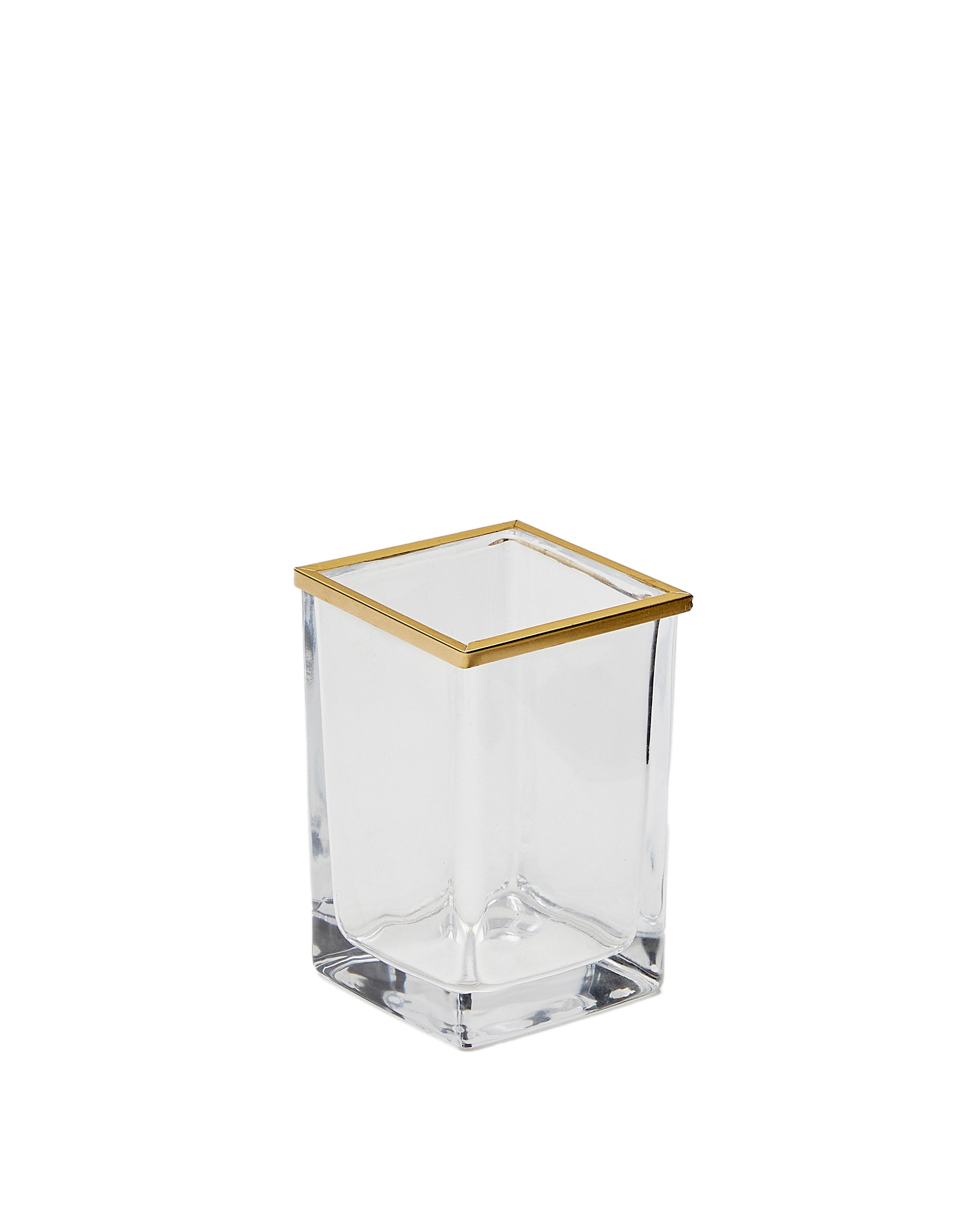 Soanet Glass and Metal Toothbrush Holder with Gold Finish - Product Image