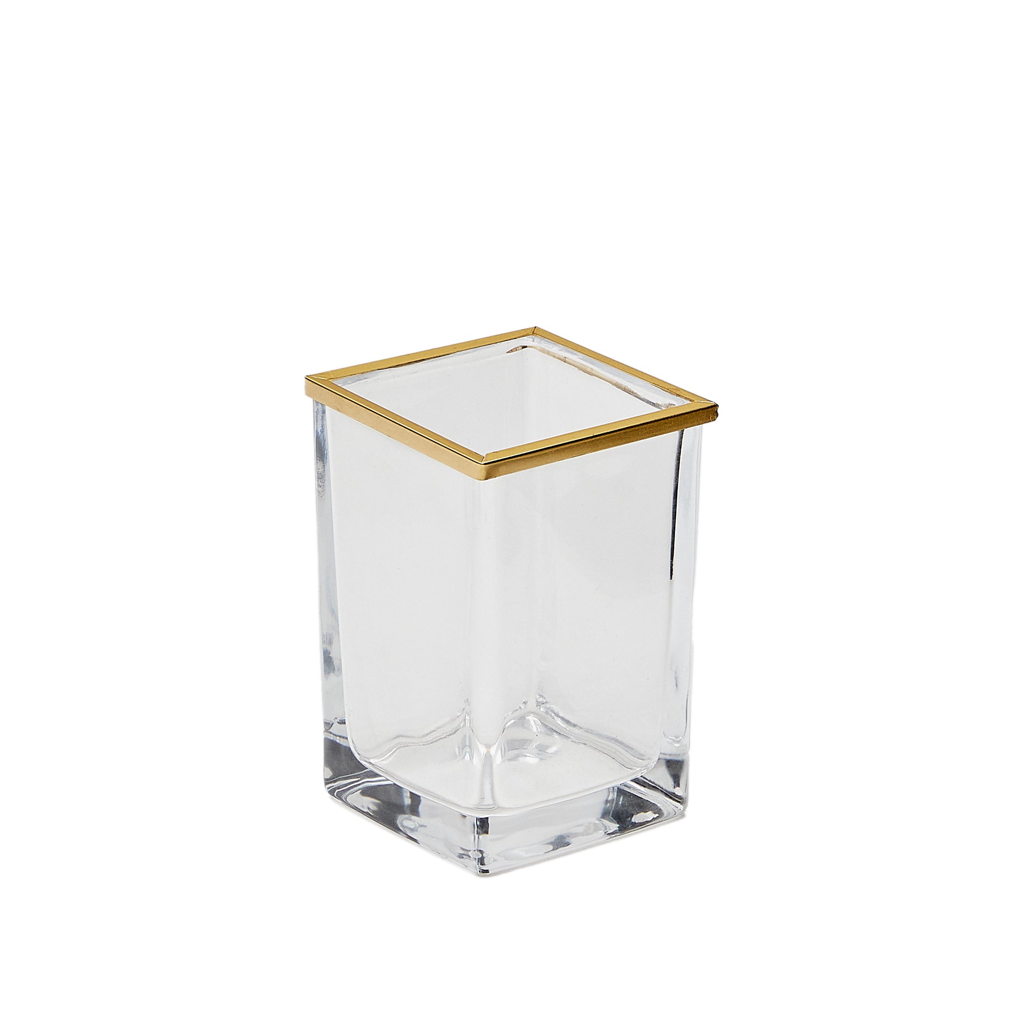 Soanet Glass and Metal Toothbrush Holder with Gold Finish - Product Image