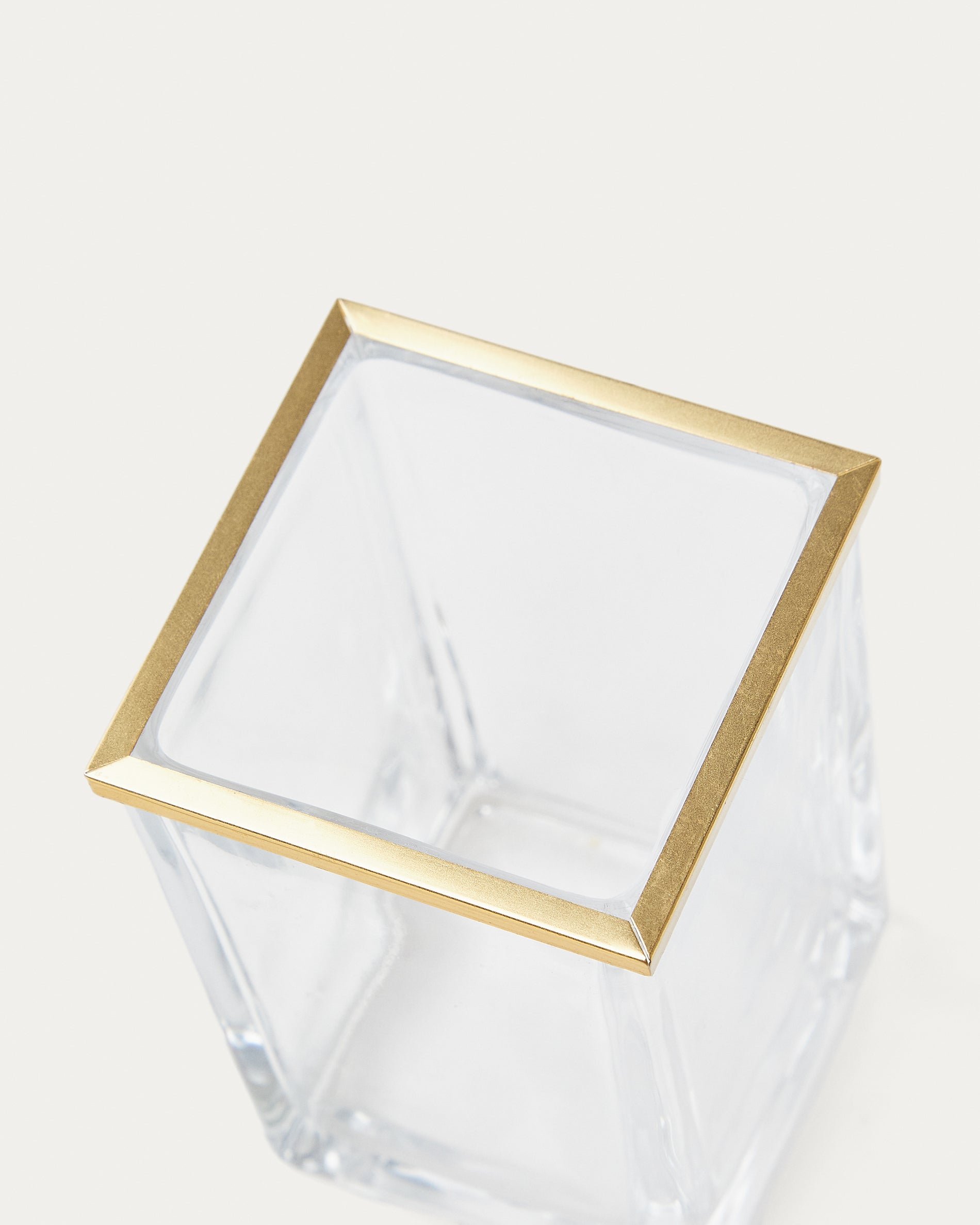 Soanet Glass and Metal Toothbrush Holder with Gold Finish - Detail