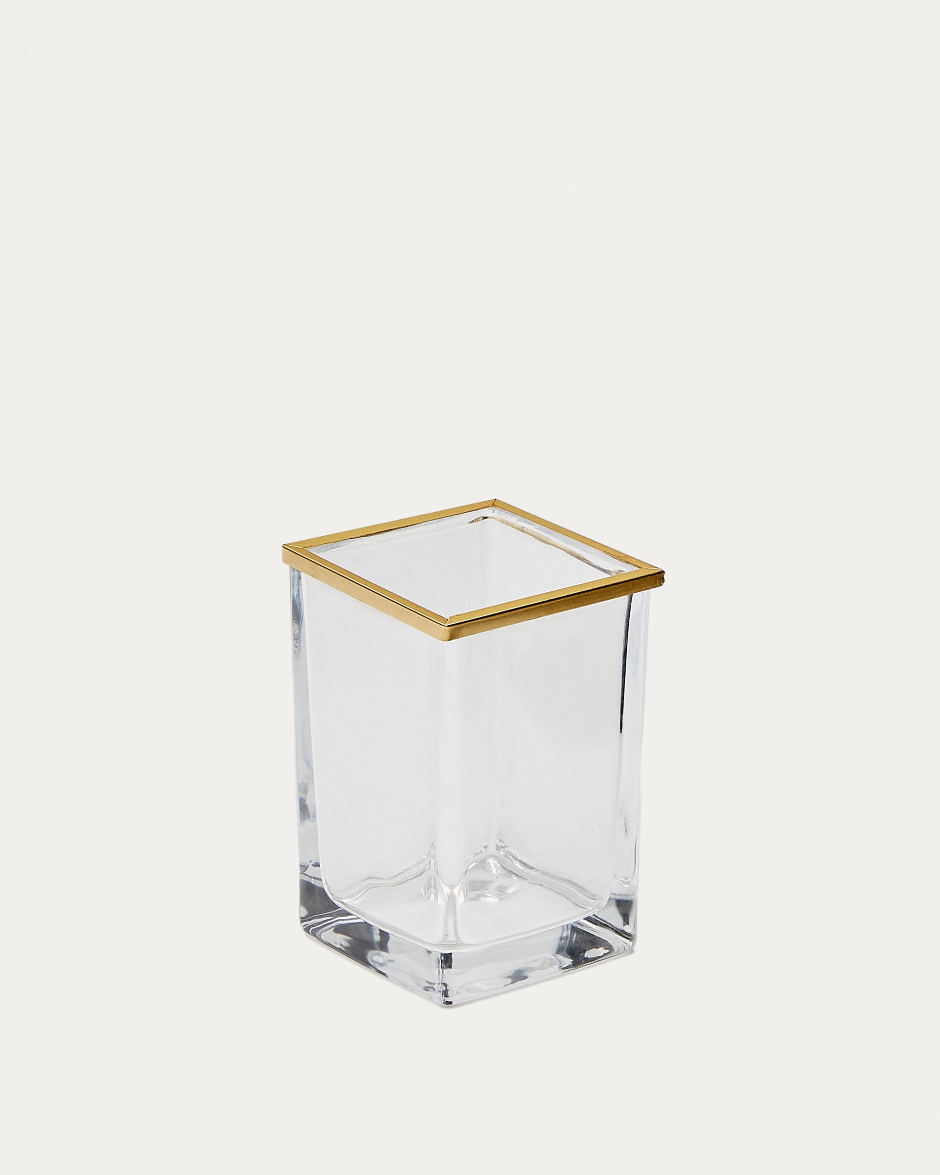 Soanet Glass and Metal Toothbrush Holder with Gold Finish - Product View