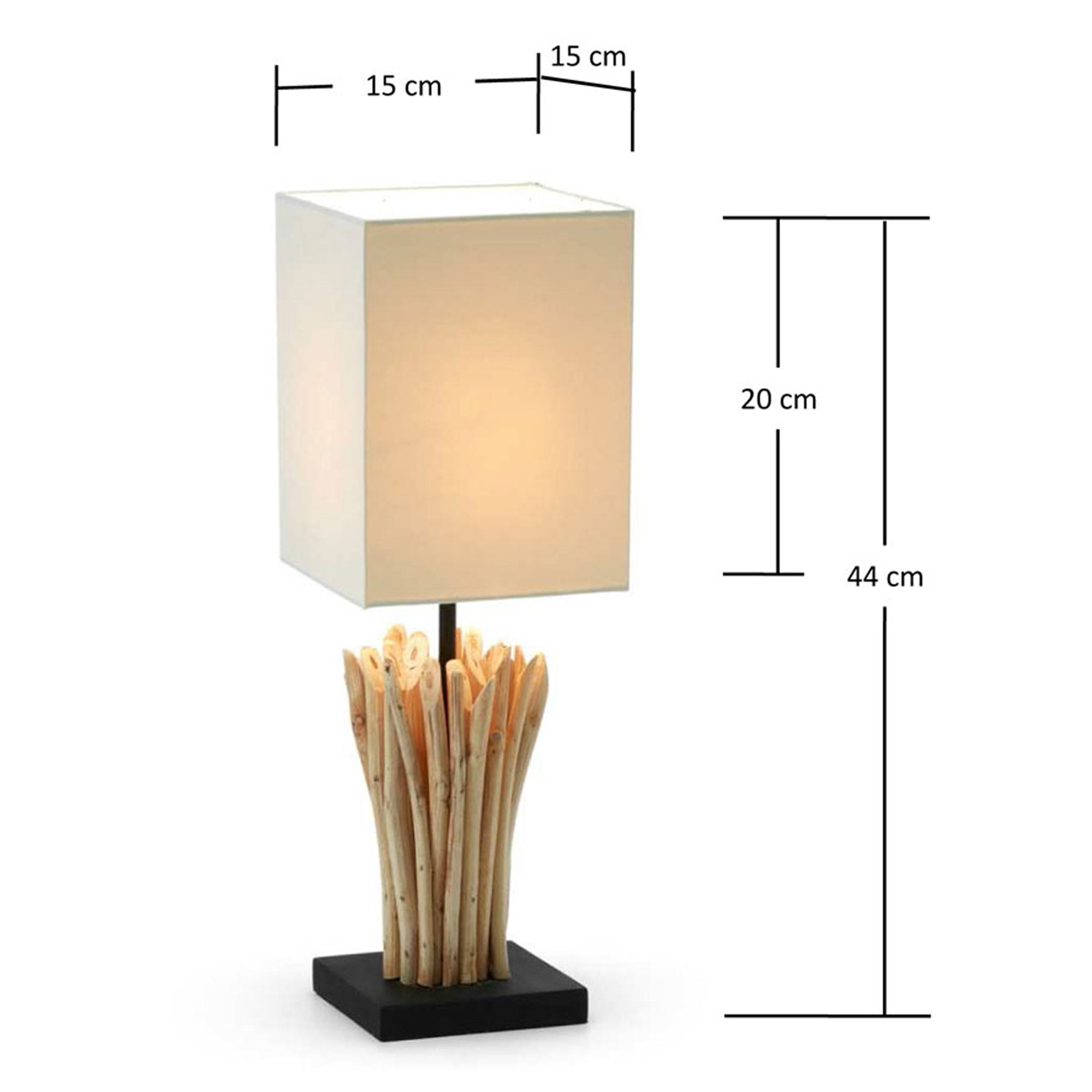 Boop table lamp made of solid red wood and rubberwood - Measurements