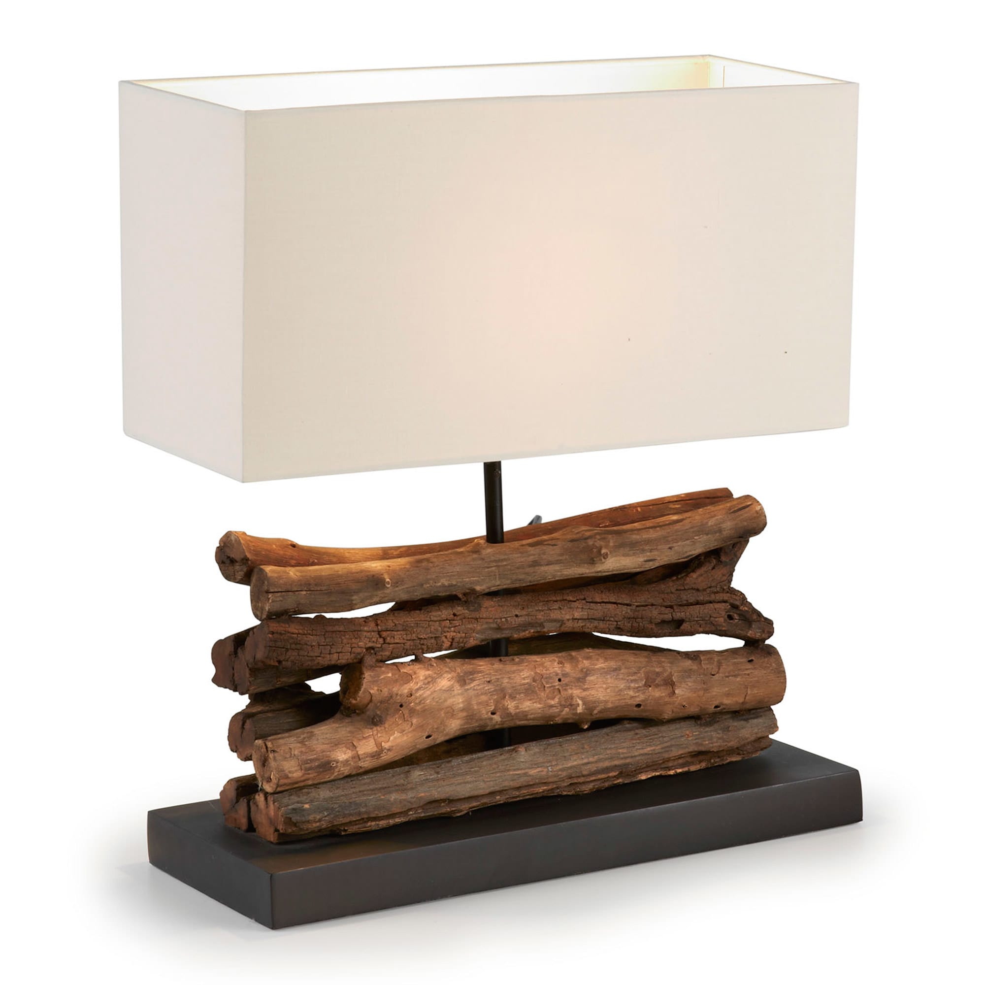 Sahai table lamp, made of solid rubber wood, with UK adapter