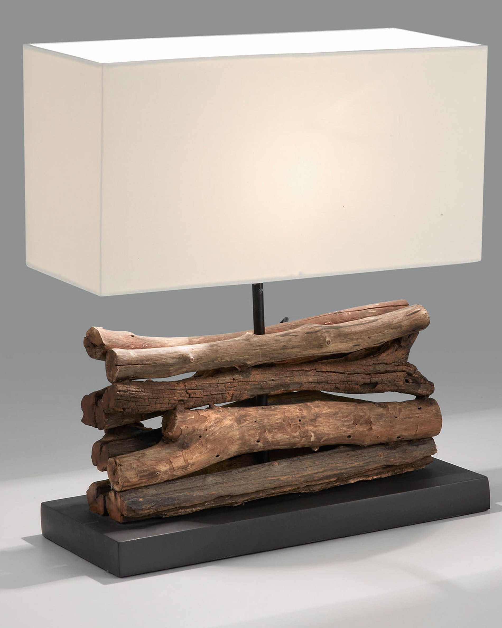 Sahai table lamp, made of solid rubber wood, with UK adapter