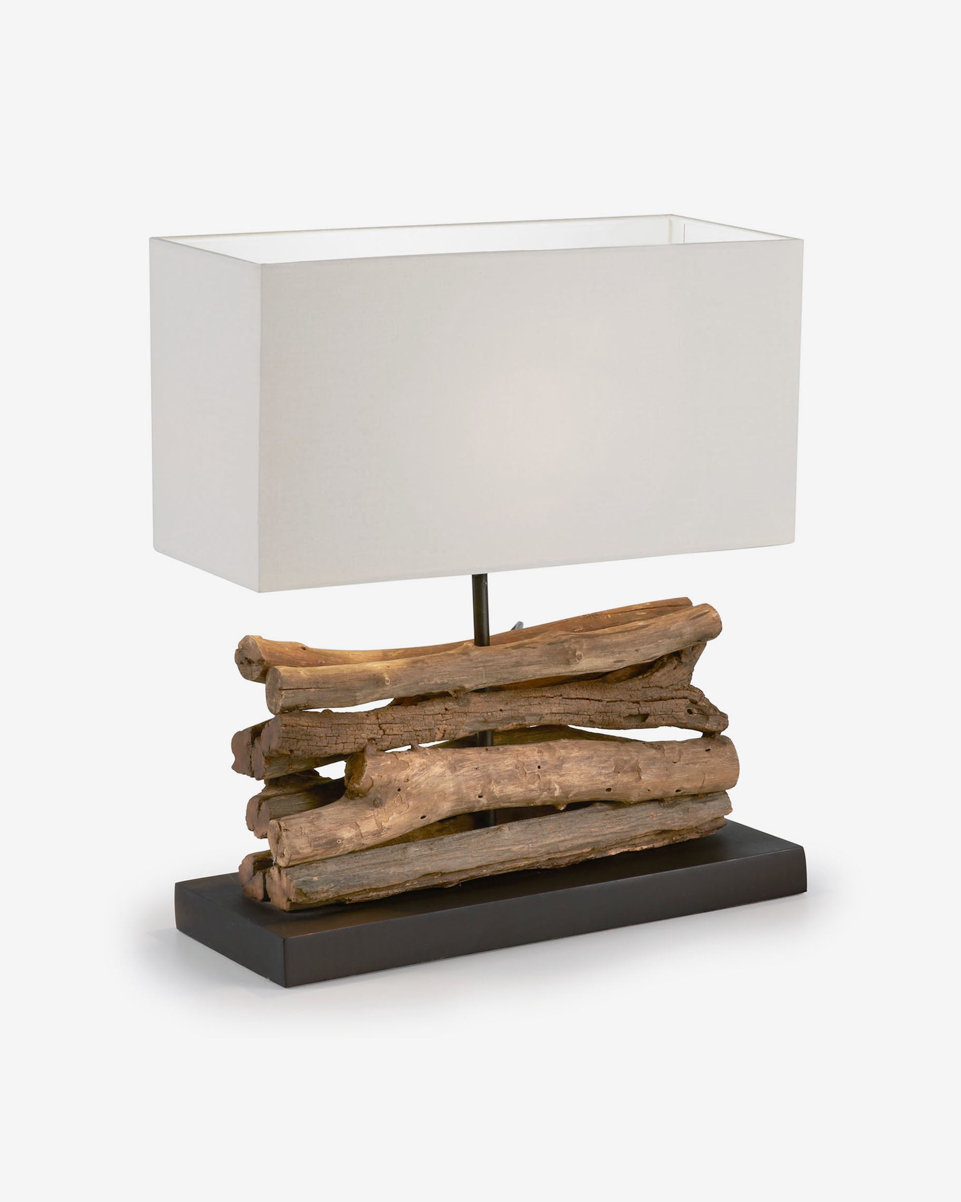 Sahai table lamp, made of solid rubber wood, with UK adapter