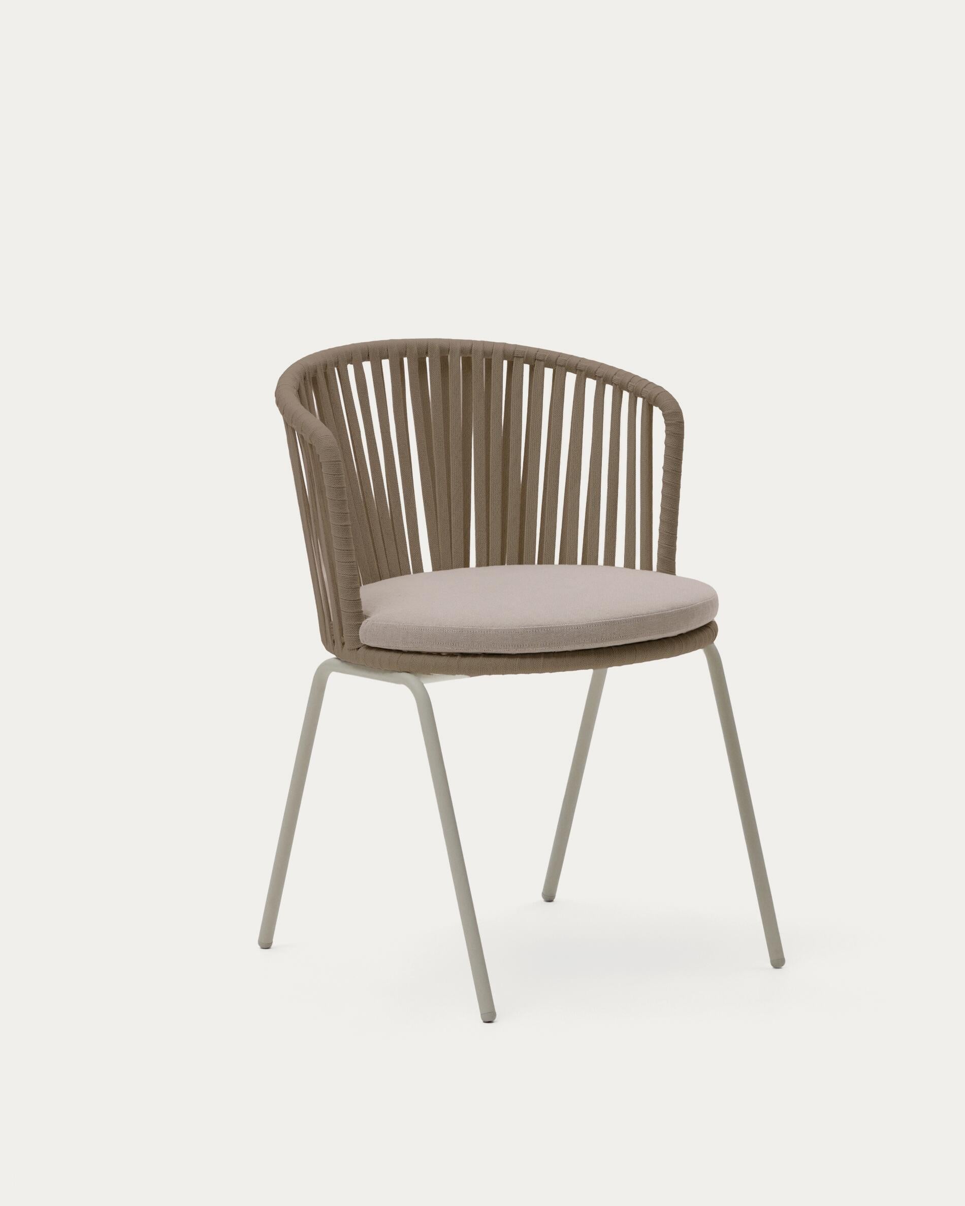 Saconca outdoor chair with cord and beige galvanised steel - Product View
