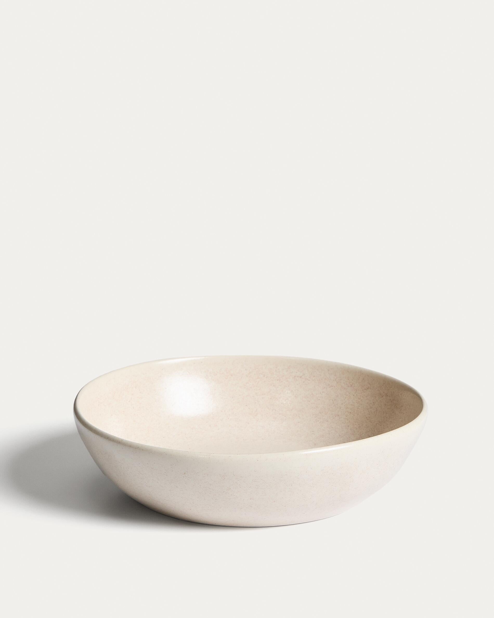 Sermin beige ceramic soup bowl - Product View