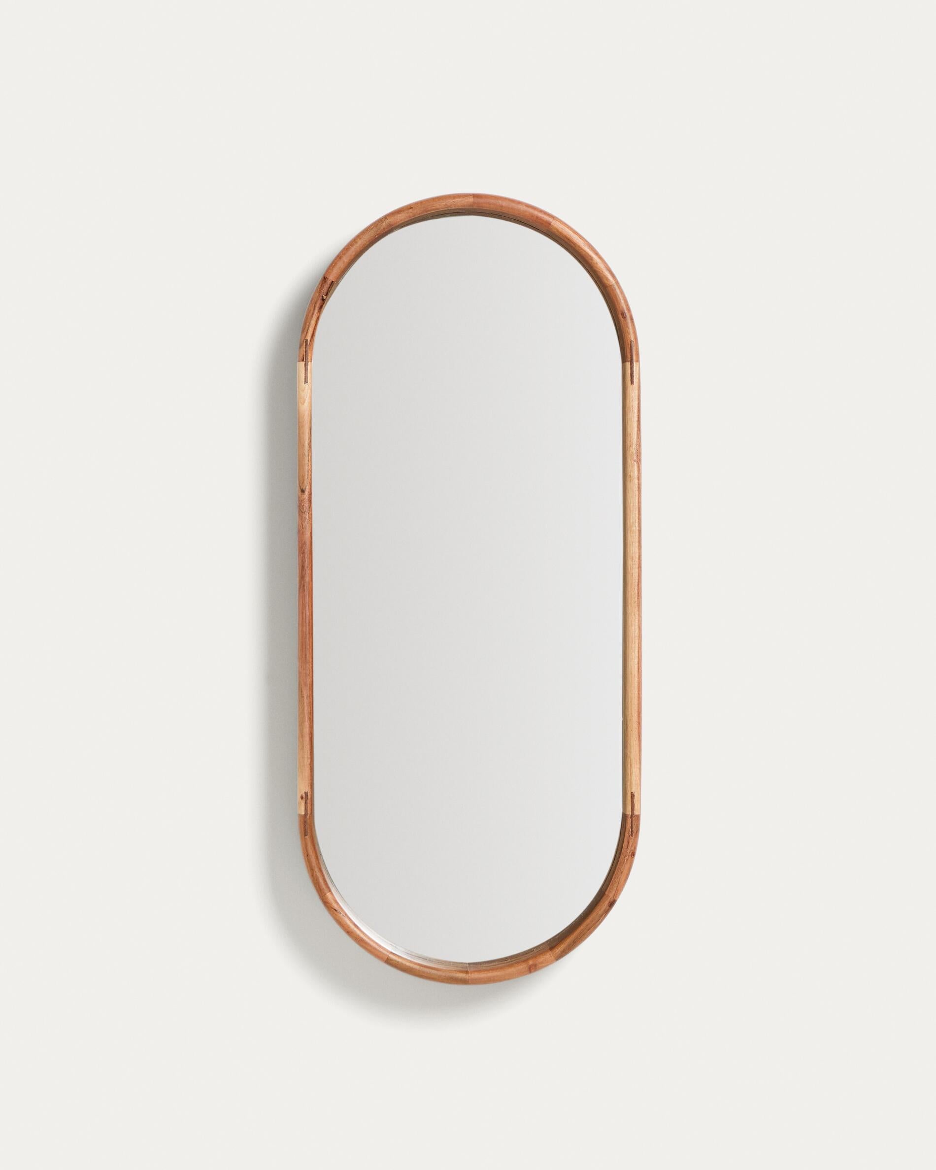 Berale acacia wood mirror 76 x 33cm - Product View