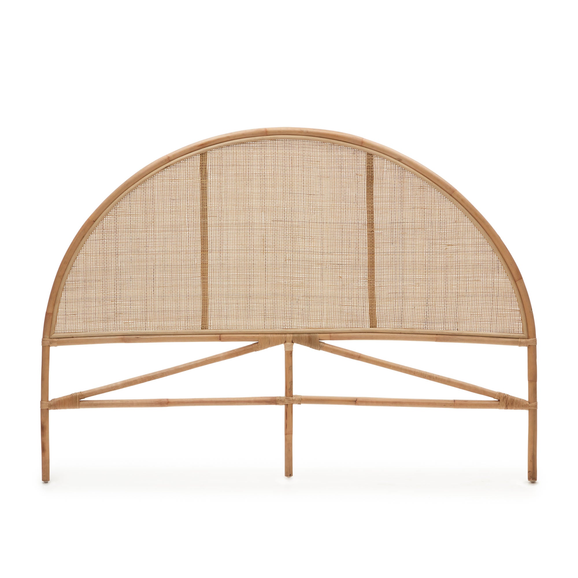 Quiterie round rattan headboard with a natural finish, 150/160 cm - Product Image