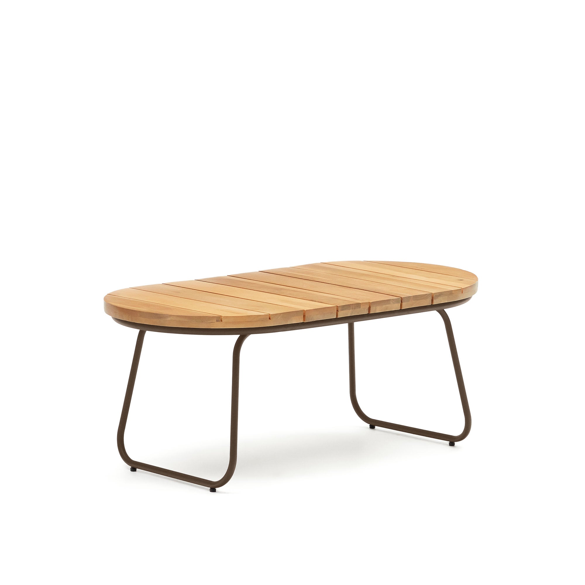Salguer outdoor coffee table in solid acacia & brown steel, Ø 100 x 50 cm FSC 100% - Product Image