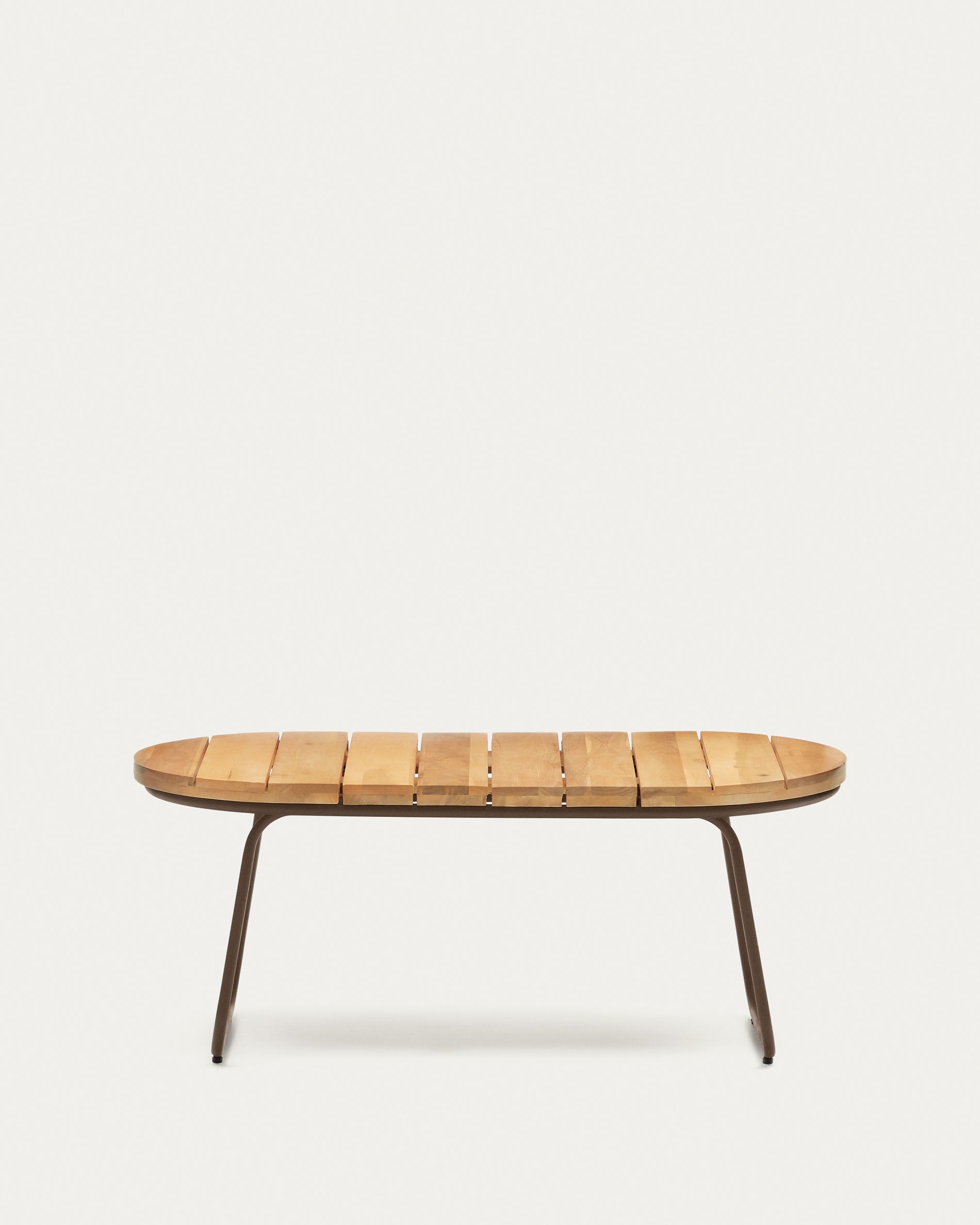 Salguer outdoor coffee table in solid acacia & brown steel, Ø 100 x 50 cm FSC 100% - Product View