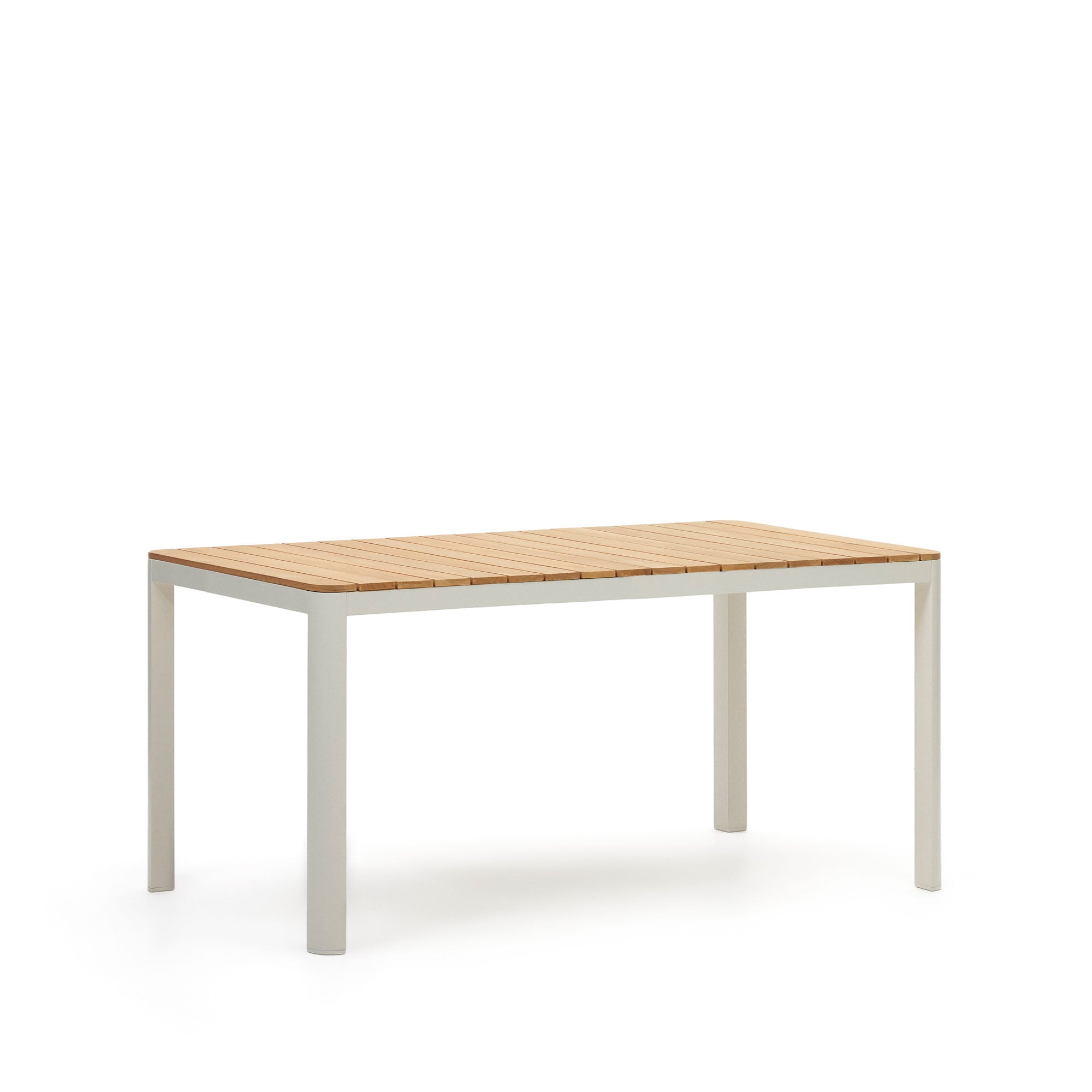 Bona aluminium and solid teak table, 100% outdoor suitable with white finish, 160 x 90 cm - Product Image