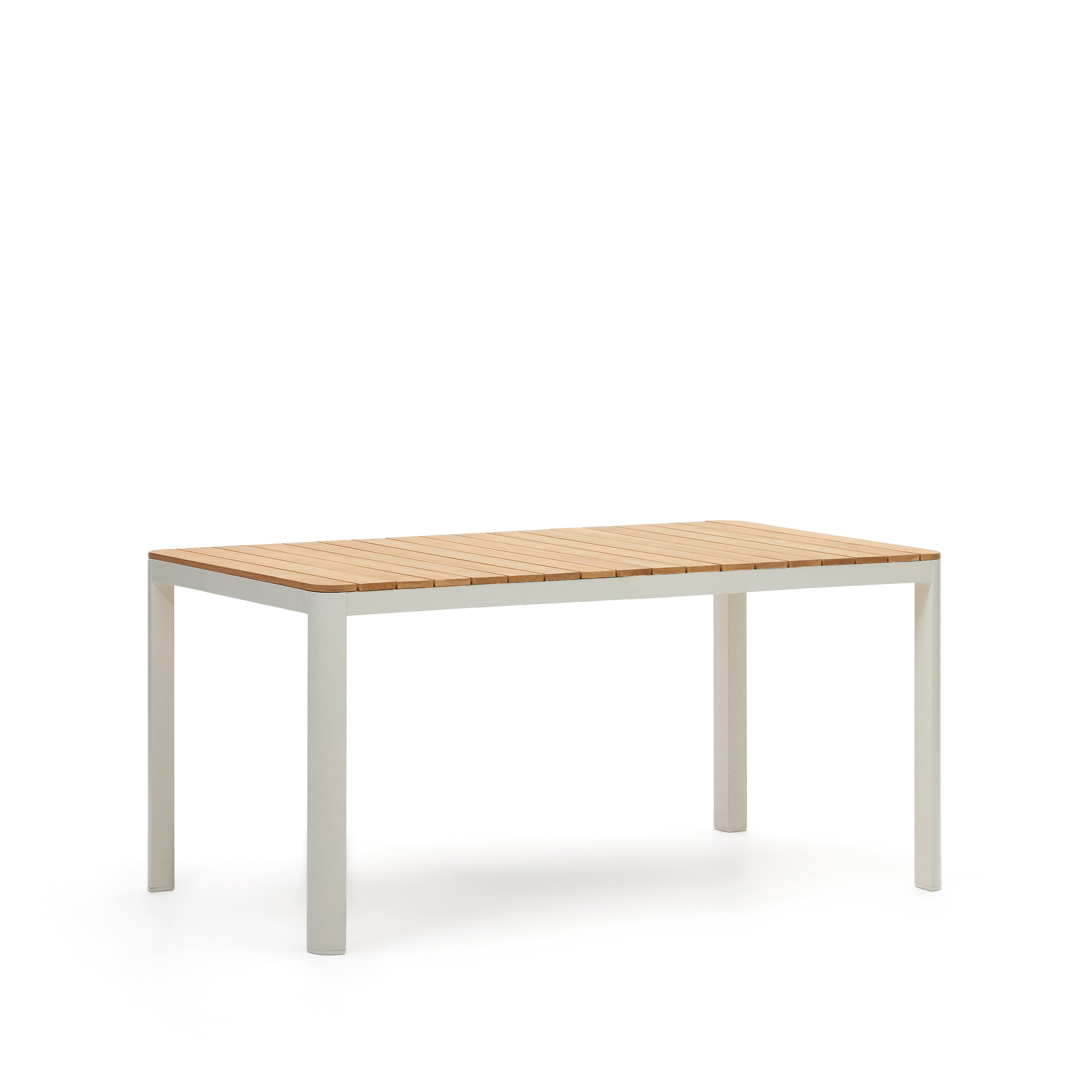 Bona aluminium and solid teak table, 100% outdoor suitable with white finish, 160 x 90 cm - Product Image
