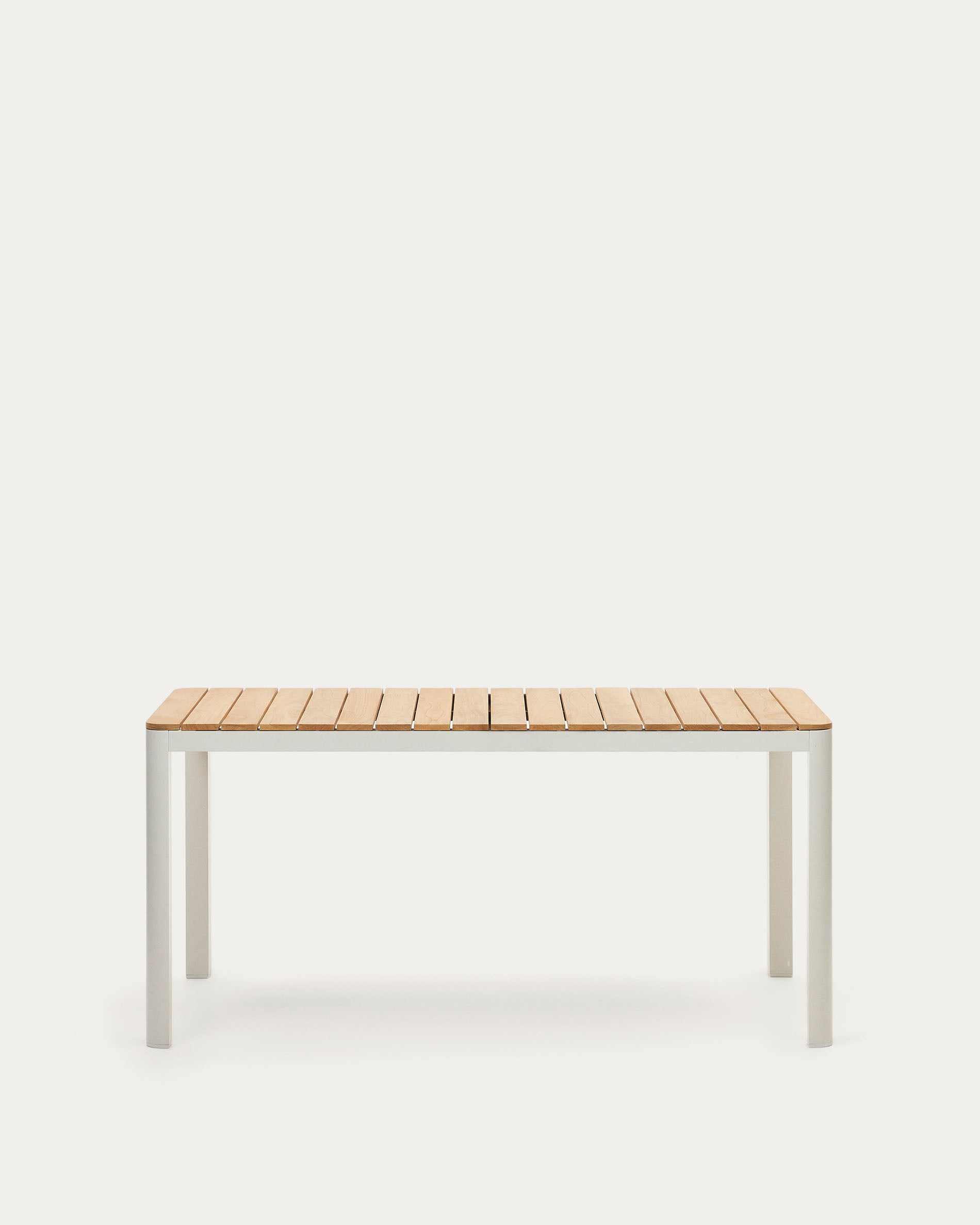 Bona aluminium and solid teak table, 100% outdoor suitable with white finish, 160 x 90 cm - Product View