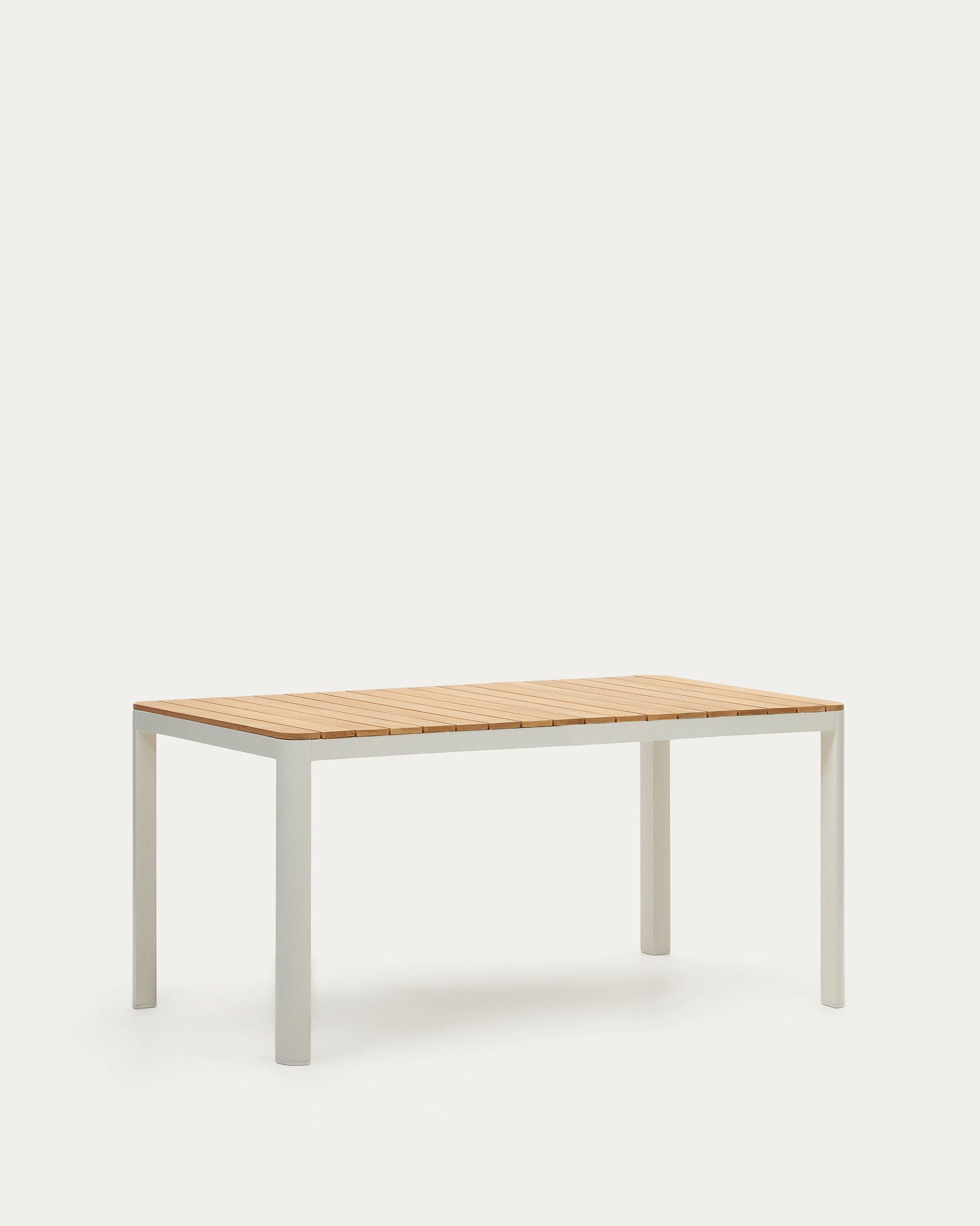 Bona aluminium and solid teak table, 100% outdoor suitable with white finish, 160 x 90 cm - Product View