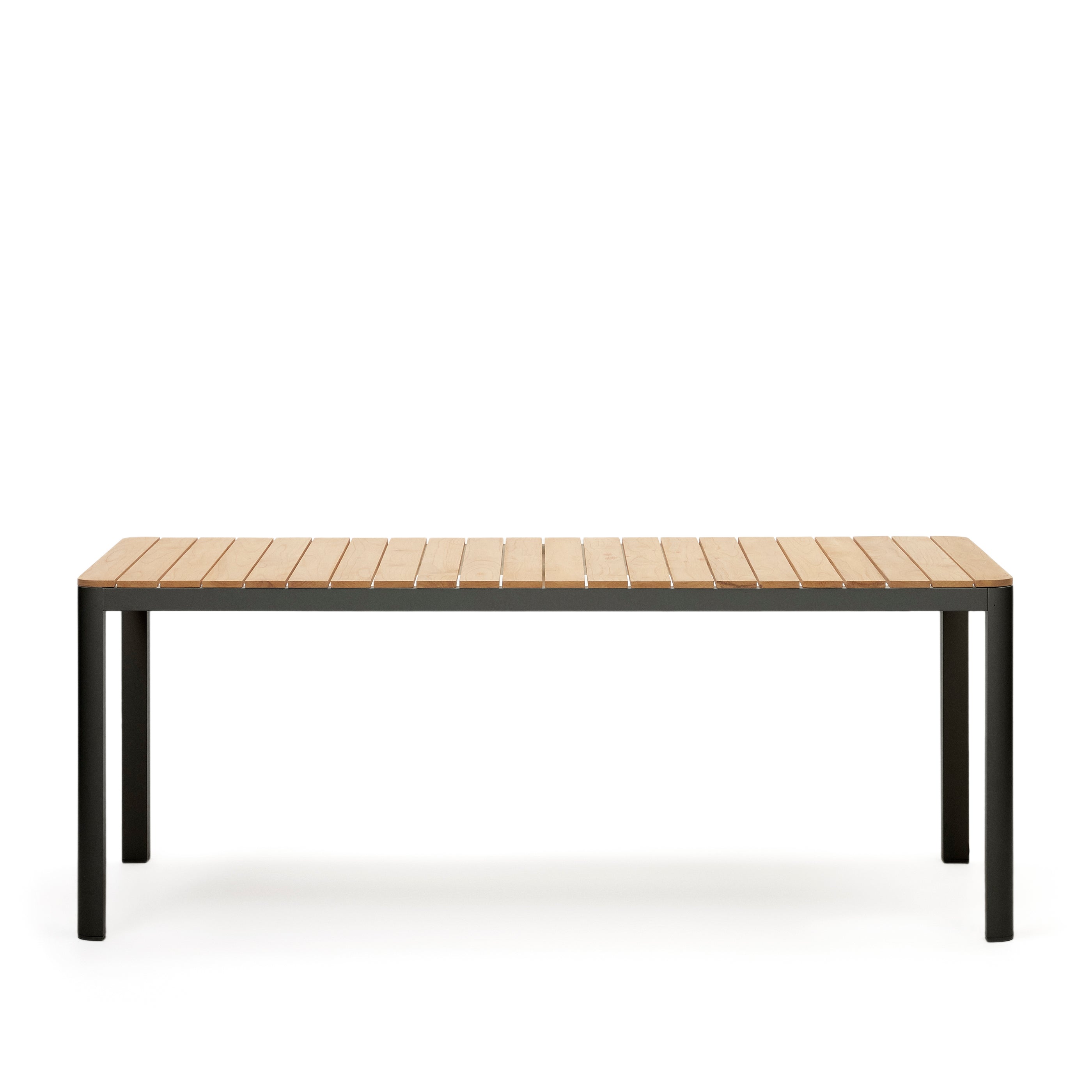 Bona aluminium and solid teak table, 100% outdoor suitable with black finish, 200 x 100 cm - Product Image