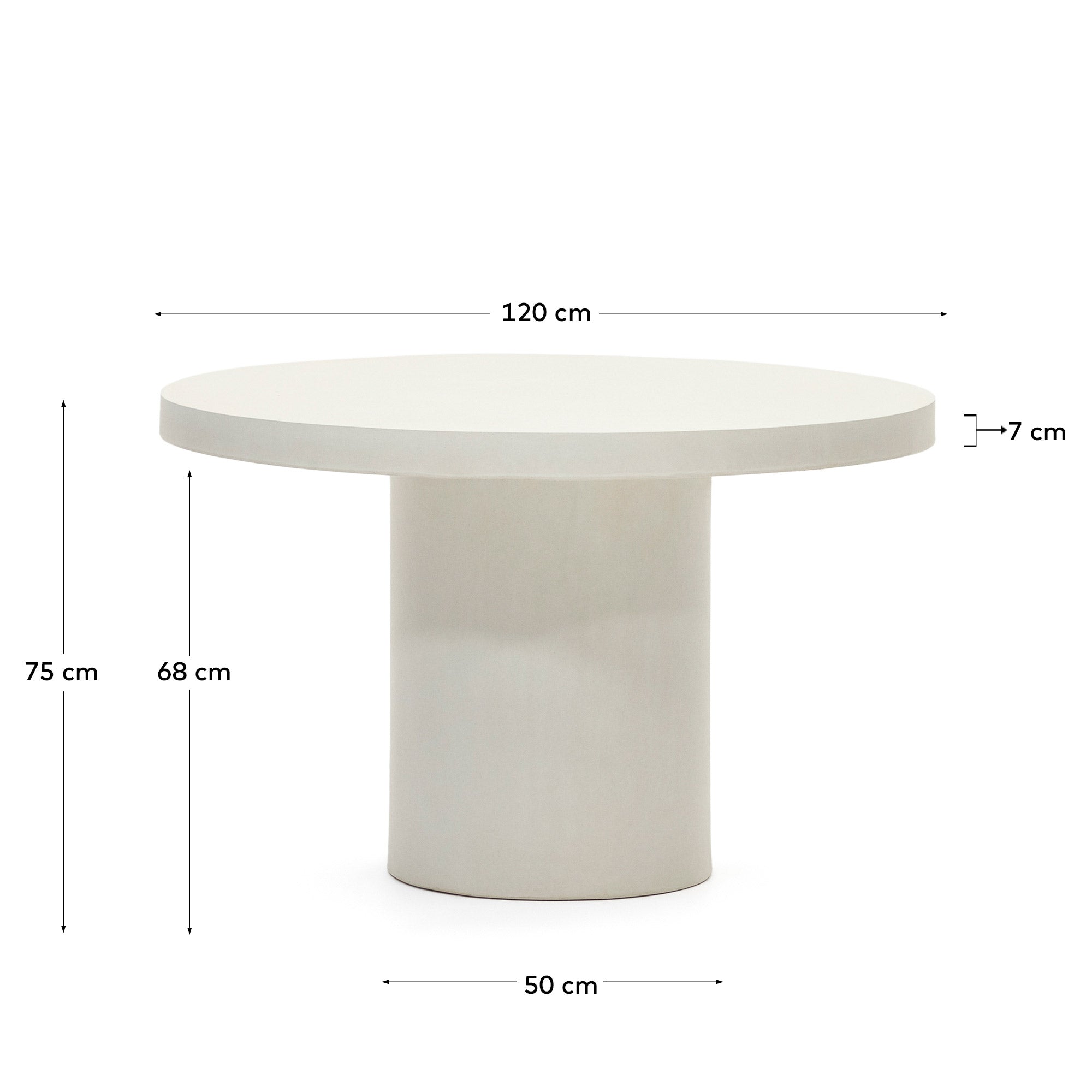 Aiguablava round table in white cement, Ø 120 cm - Measurements