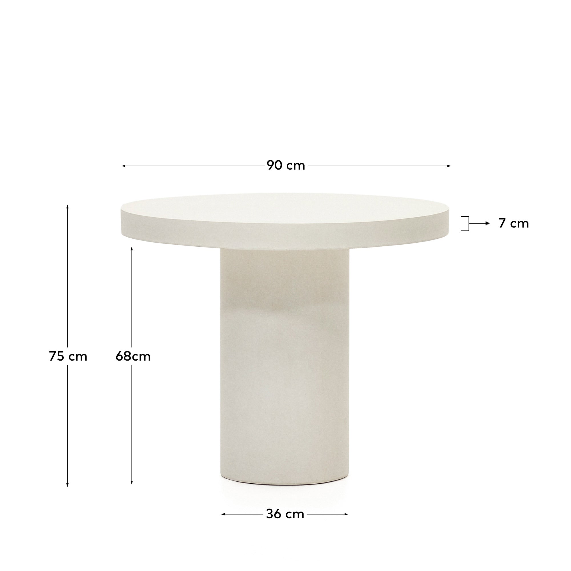 Aiguablava round table in white cement, Ø 90 cm - Measurements