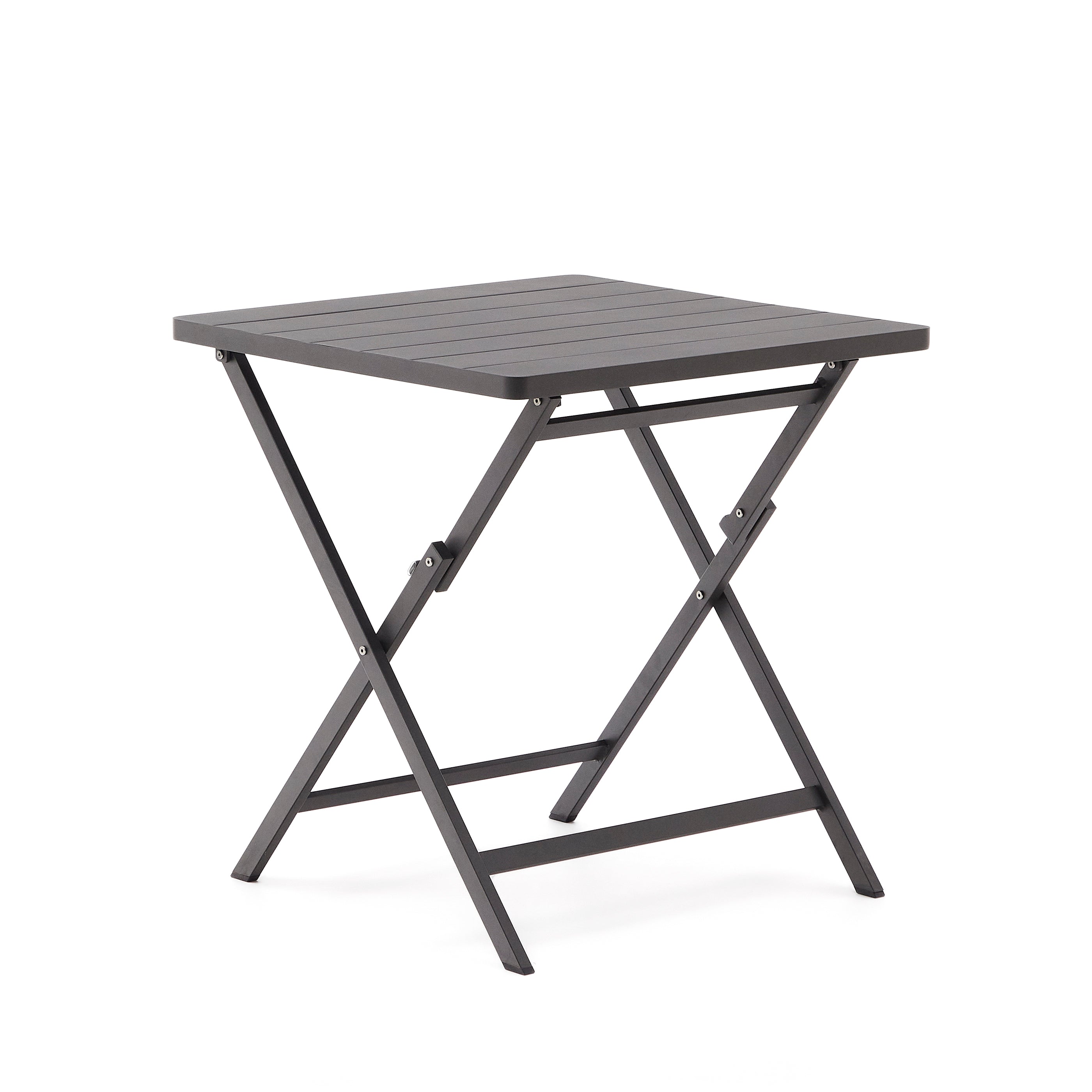 Torreta folding outdoor table made of aluminum, black coating, 70 x 70 cm