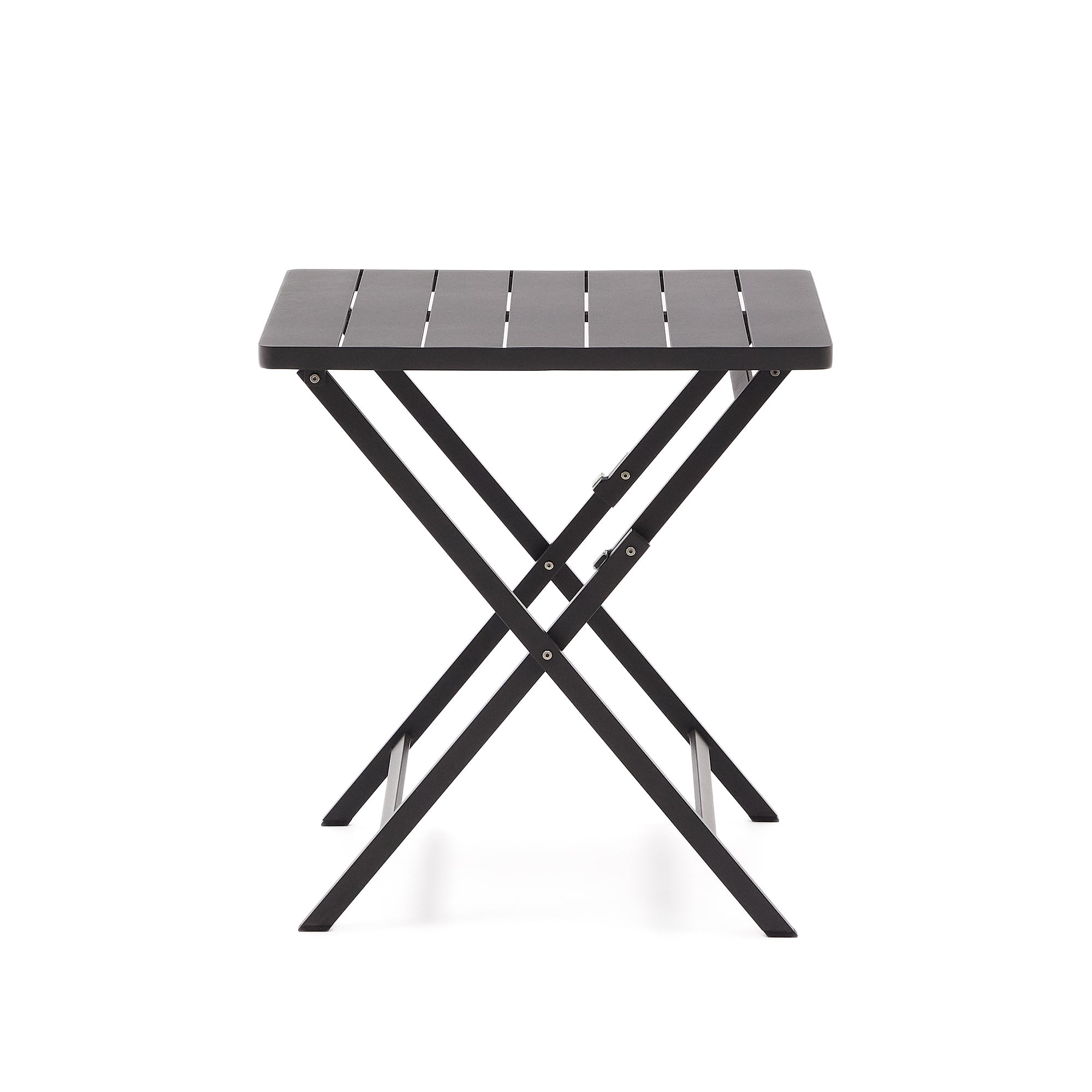 Torreta folding outdoor table made of aluminum, black coating, 70 x 70 cm