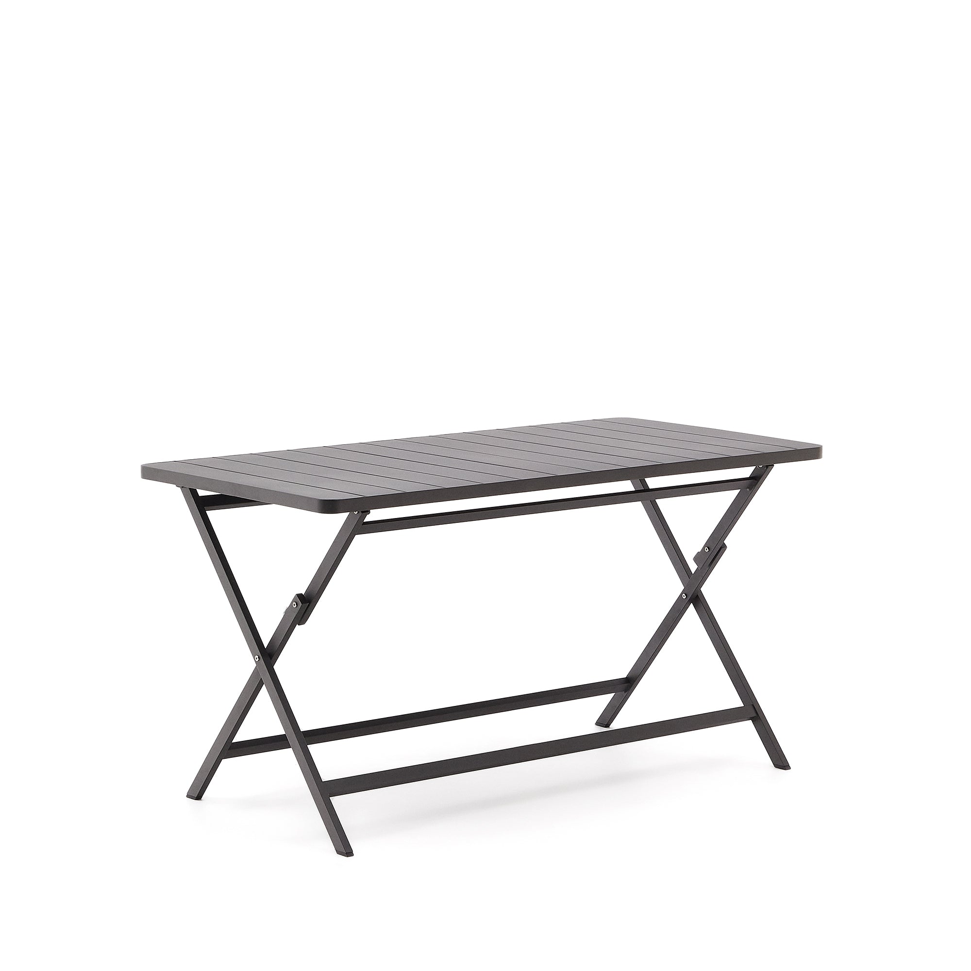 Torreta folding outdoor table made of aluminum, black coating 140 x 70 cm