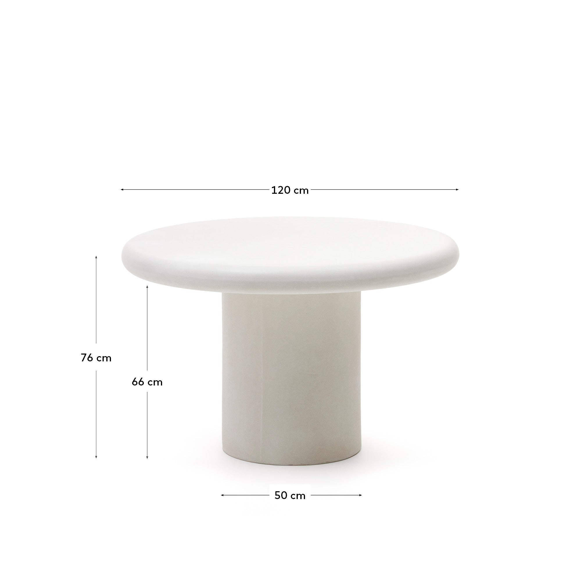 Addaia Round Table made of White Cement Ø120 cm - Measurements