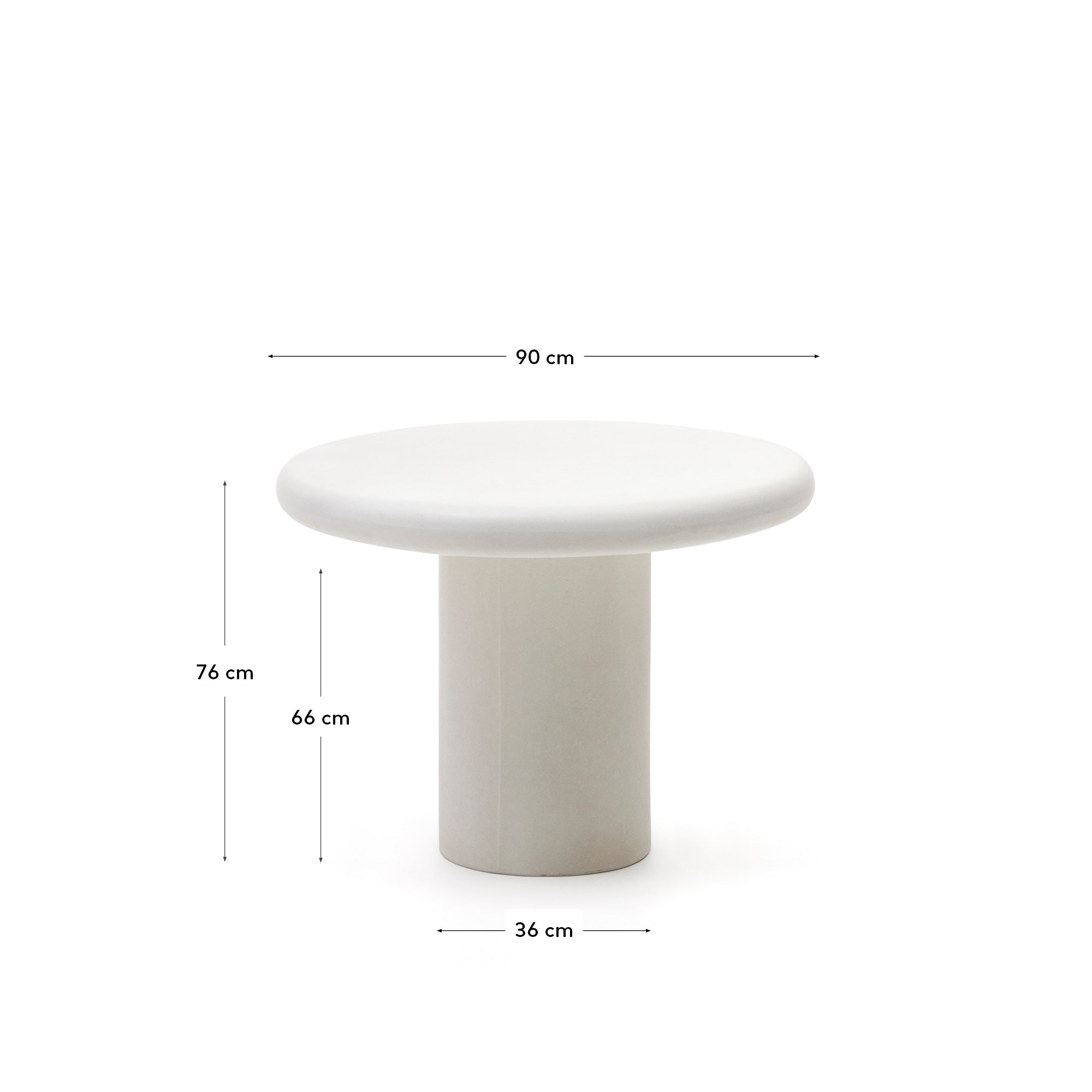 Addaia Round Table in White Cement Ø90 cm - Measurements